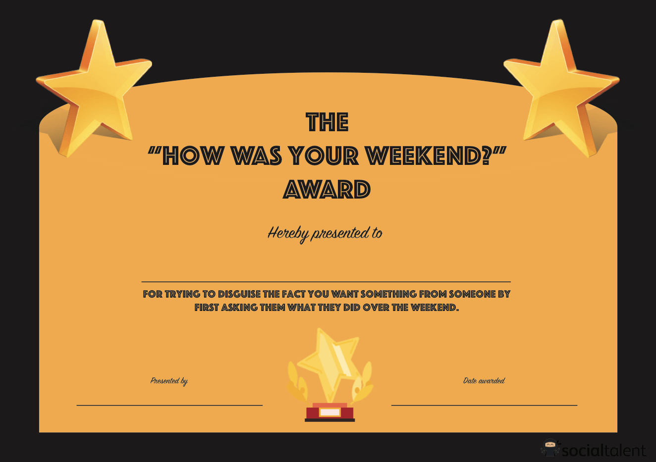 20 Hilarious Office Awards To Embarrass Your Colleagues regarding Funny Awards For Employees Free Printables
