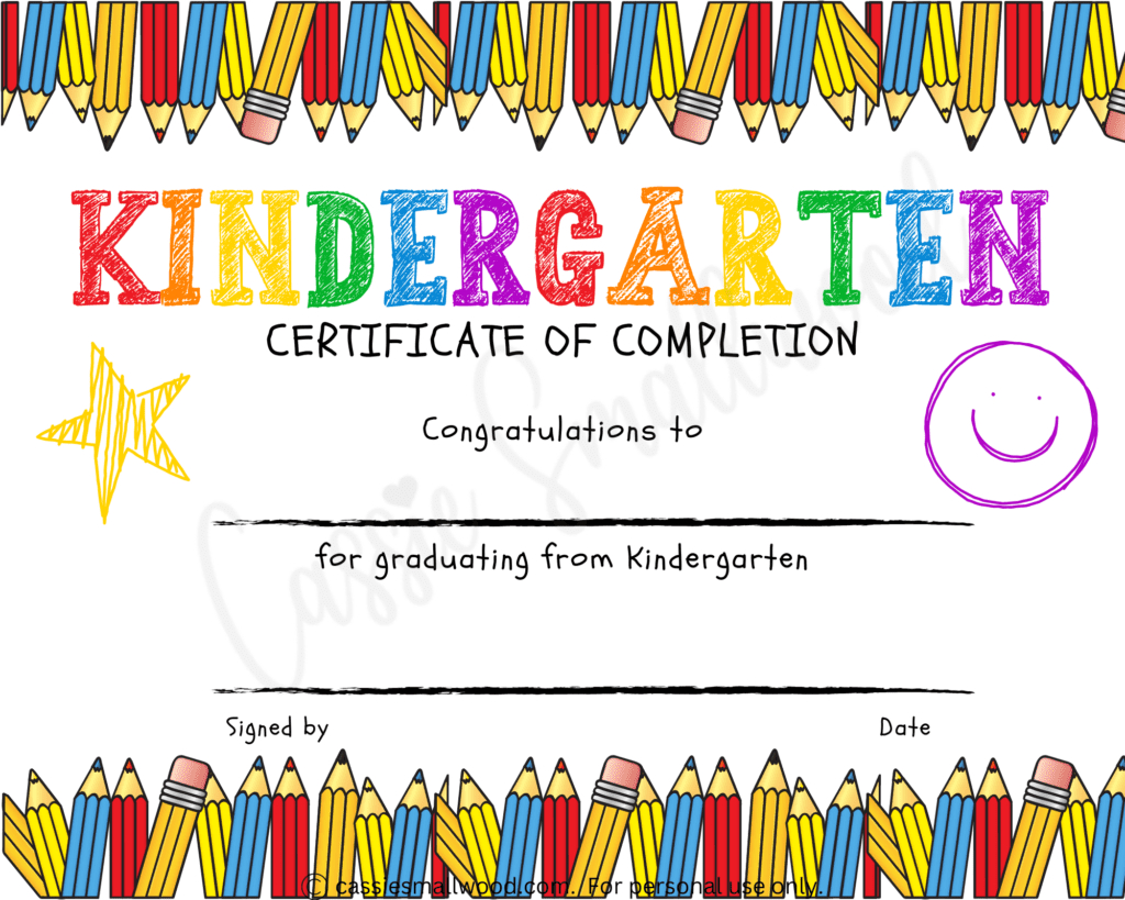 20 Preschool And Kindergarten Graduation Certificates (Free with Free Printable Kindergarten Award Certificates