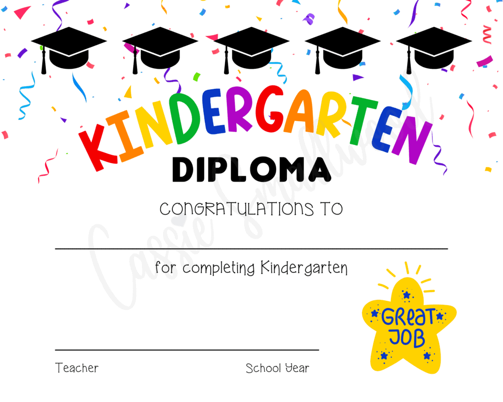 20 Preschool And Kindergarten Graduation Certificates (Free with Kindergarten Graduation Certificate Free Printable