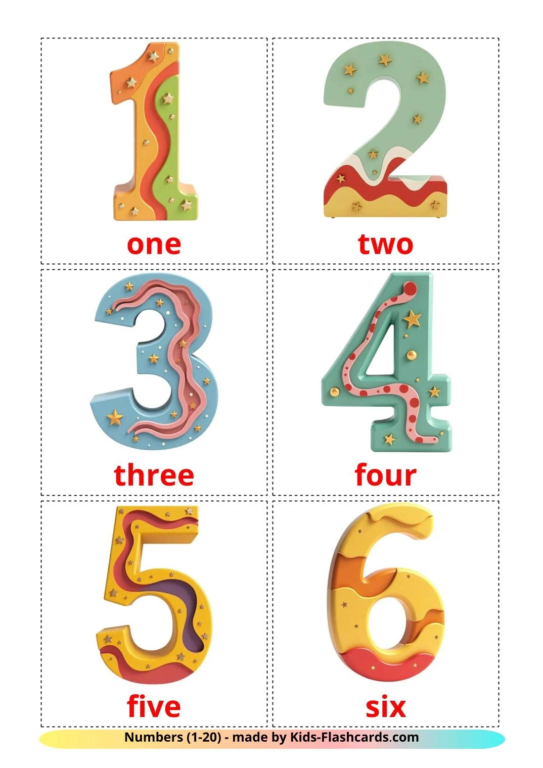 20 Printable Numbers (1-20) Flashcards In English (Free Pdf) pertaining to Free Large Printable Numbers 1-20