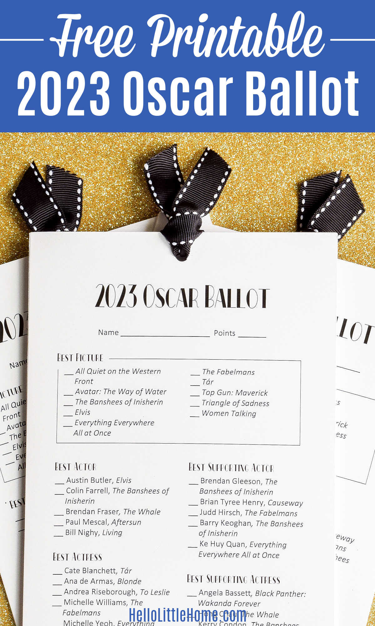2023 Oscar Ballot (Free Printable) | Hello Little Home with regard to Free Oscar Printables