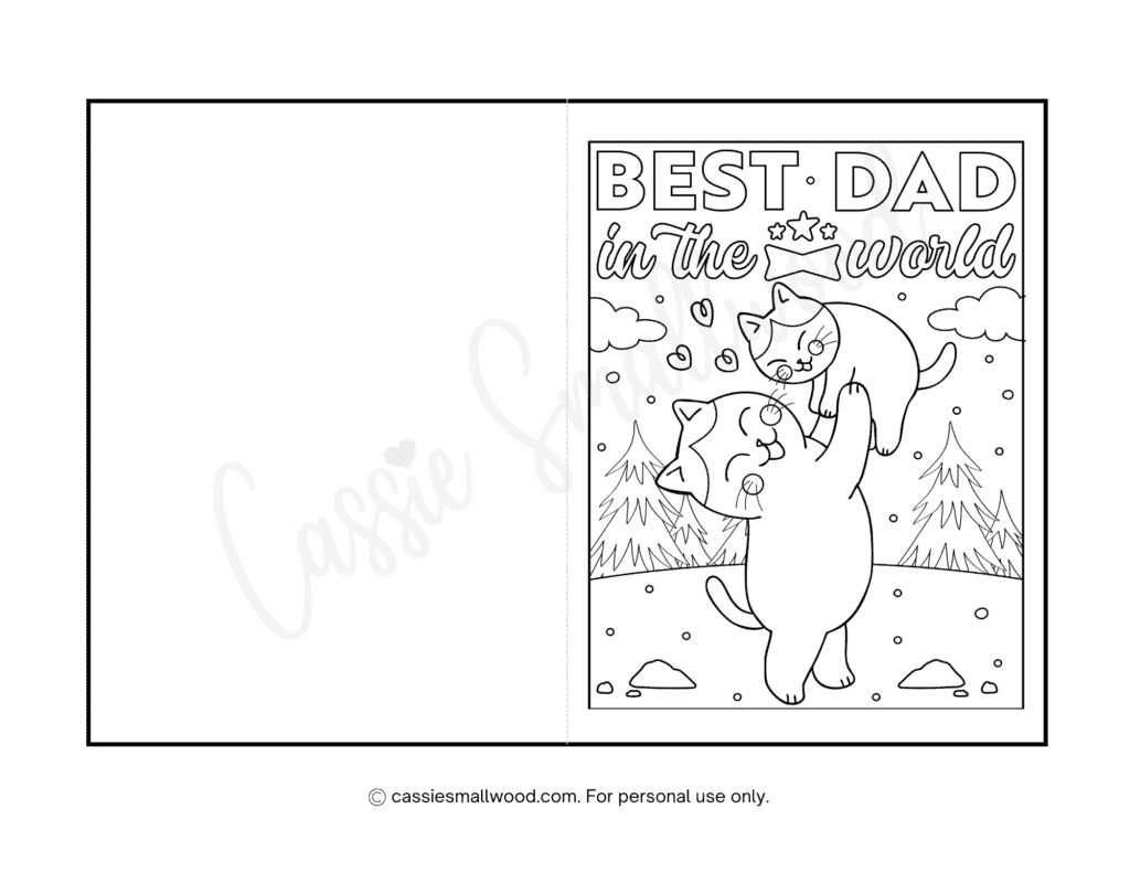 21 Cute Free Printable Father&amp;#039;S Day Cards To Color - Cassie Smallwood in Free Printable Fathers Day Cards From the Cat