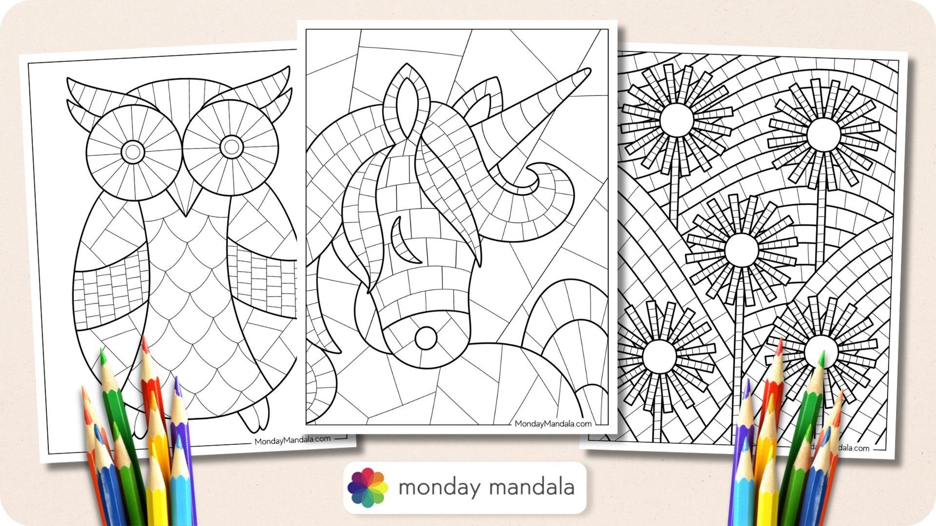 22 Mosaic Coloring Pages (Free Pdf Printables) within Free Mosaic Printables