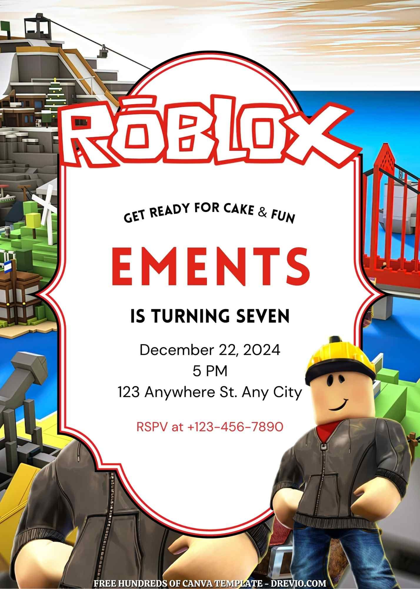 22+ Roblox Canva Birthday Invitation Templates pertaining to Free Roblox Birthday Invitation Templates