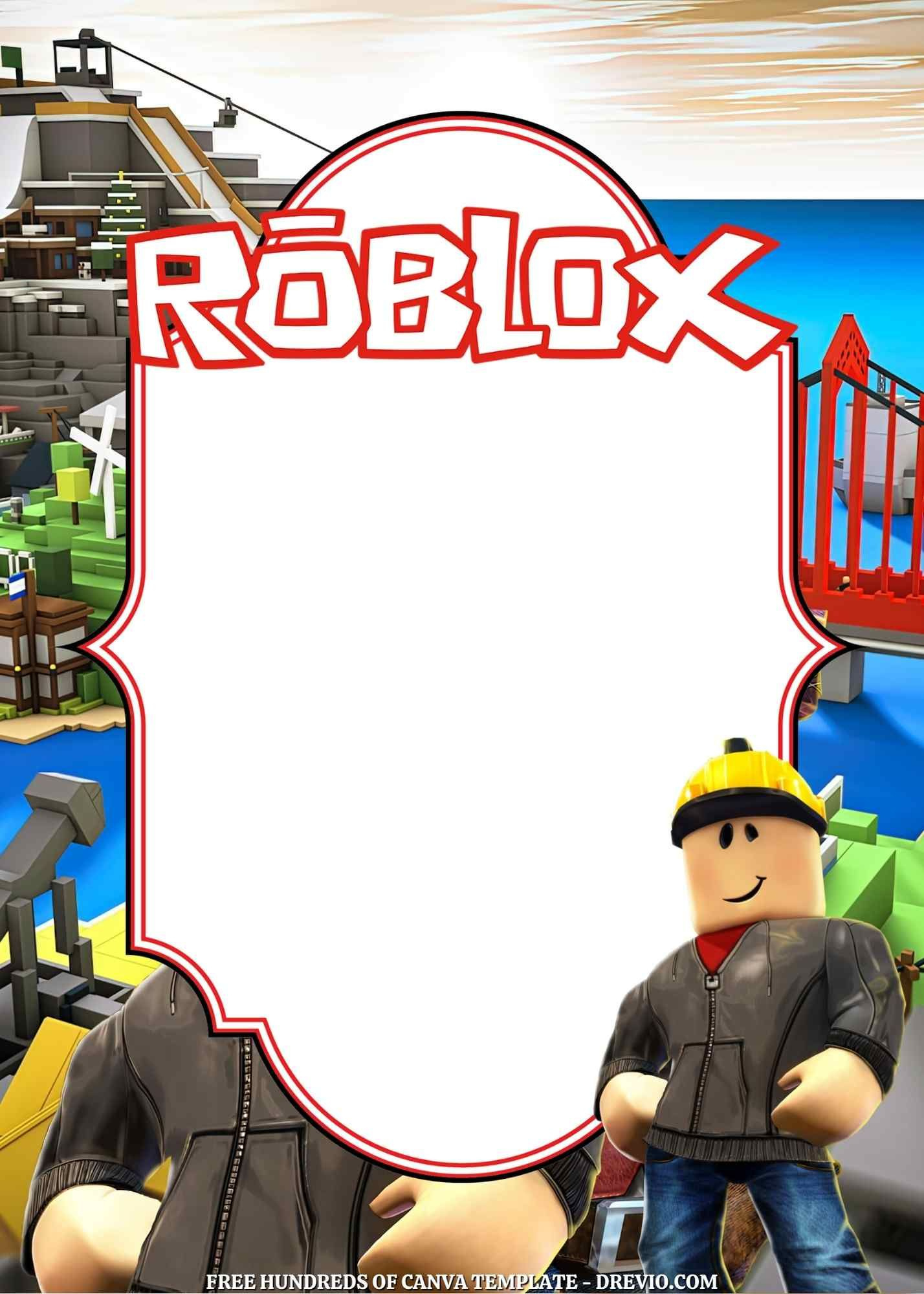 22+ Roblox Canva Birthday Invitation Templates regarding Free Printable Roblox Party Invitations
