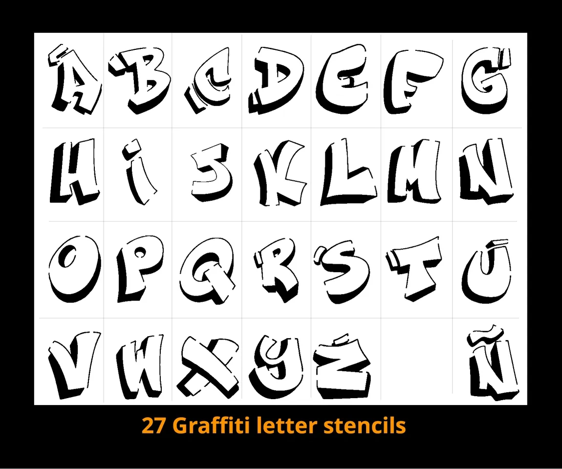 27 Graffiti Letter Stencils Da Shane Loretz | Scarica Il Modello with regard to Printable Graffiti Alphabet Stencils