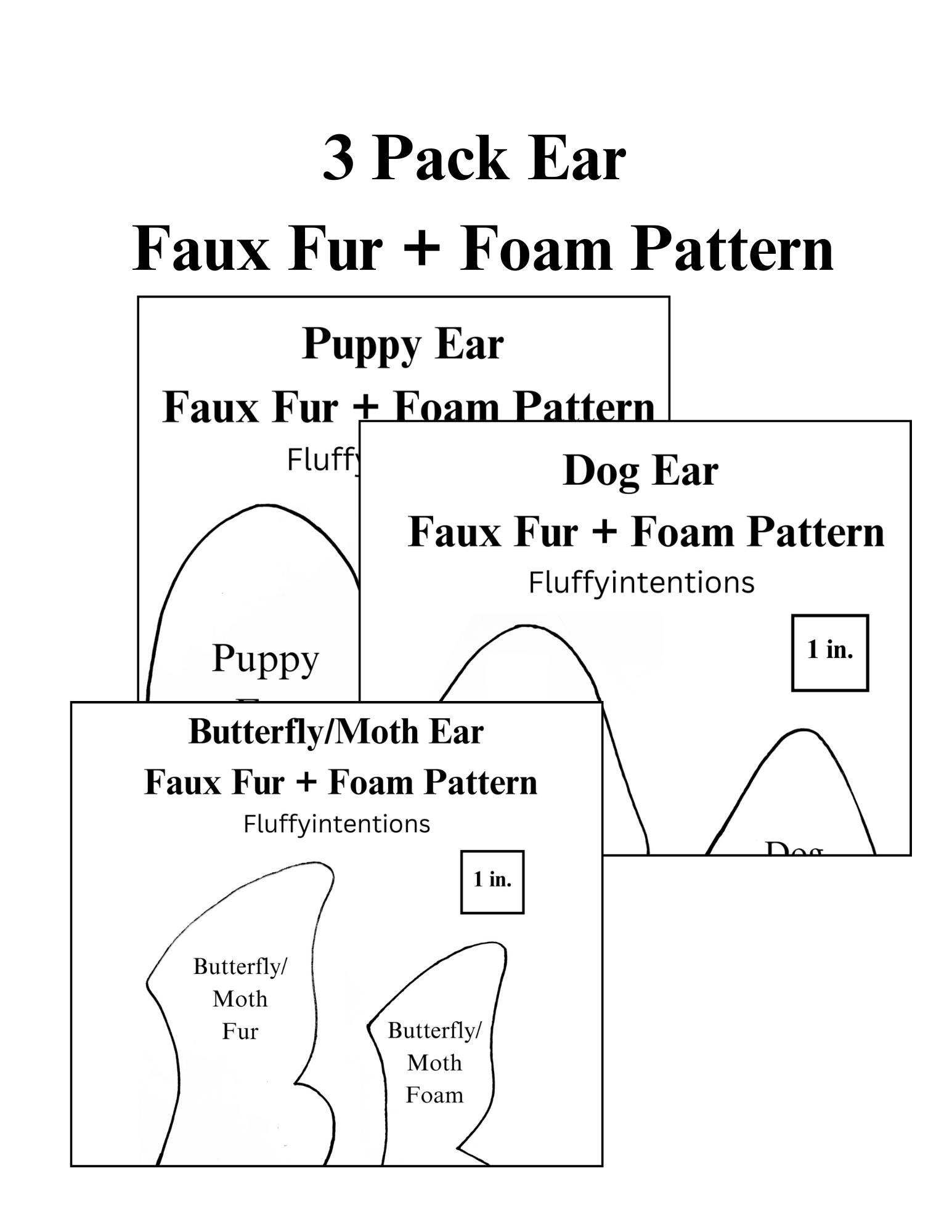 3 Animal Ear Making Pattern For Faux Fur Cosplay Costume Ears throughout Printable Dog Ear Patterns