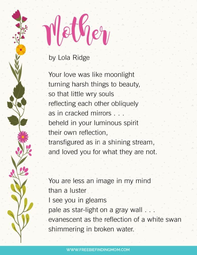 3 Free Printable Short Poems For Moms intended for Free Printable Mothers Day Poems
