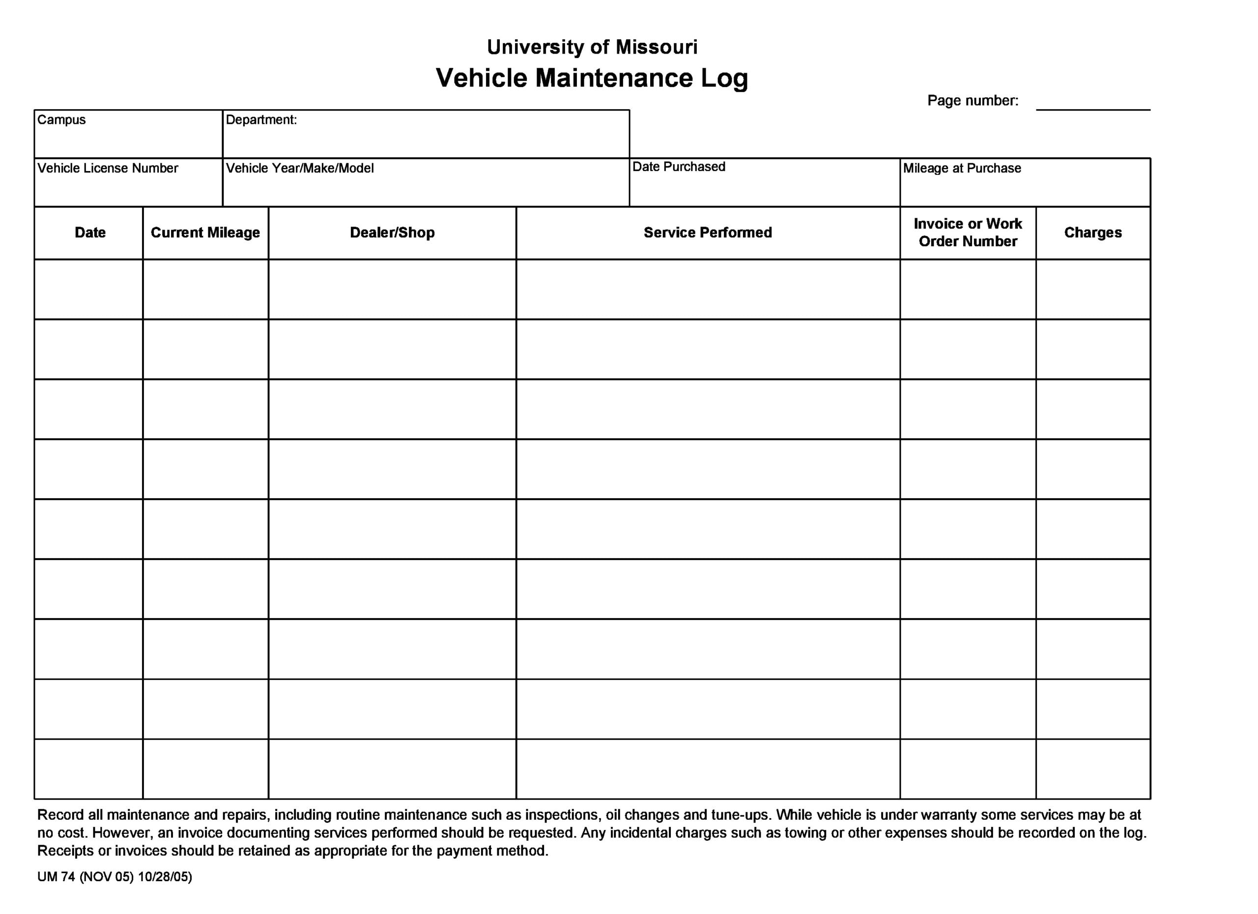 30 Free Vehicle Maintenance Logs [Excel, Pdf, Word] - Templatearchive regarding Free Vehicle Log Sheet Template