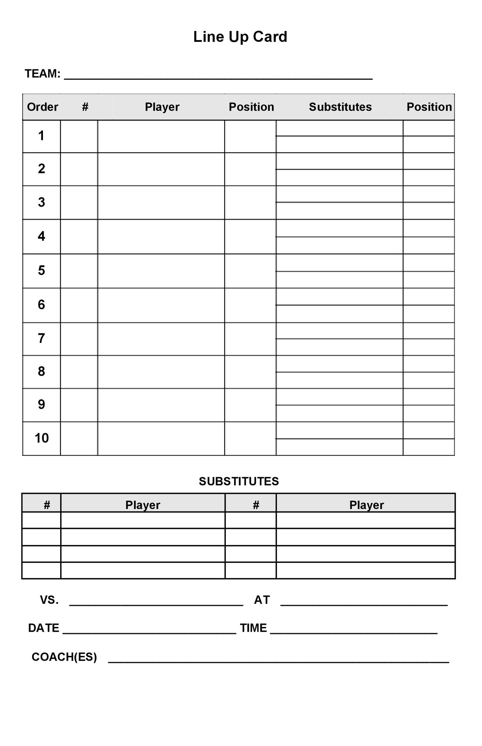 33 Printable Baseball Lineup Templates [Free Download] ᐅ Templatelab pertaining to Free Printable Lineup Cards
