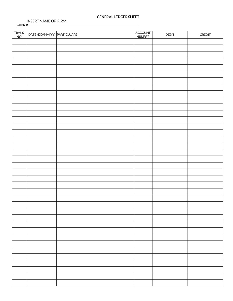 35+ Free General Ledger Templates (Word, Excel) within Free Printable Accounting Ledger