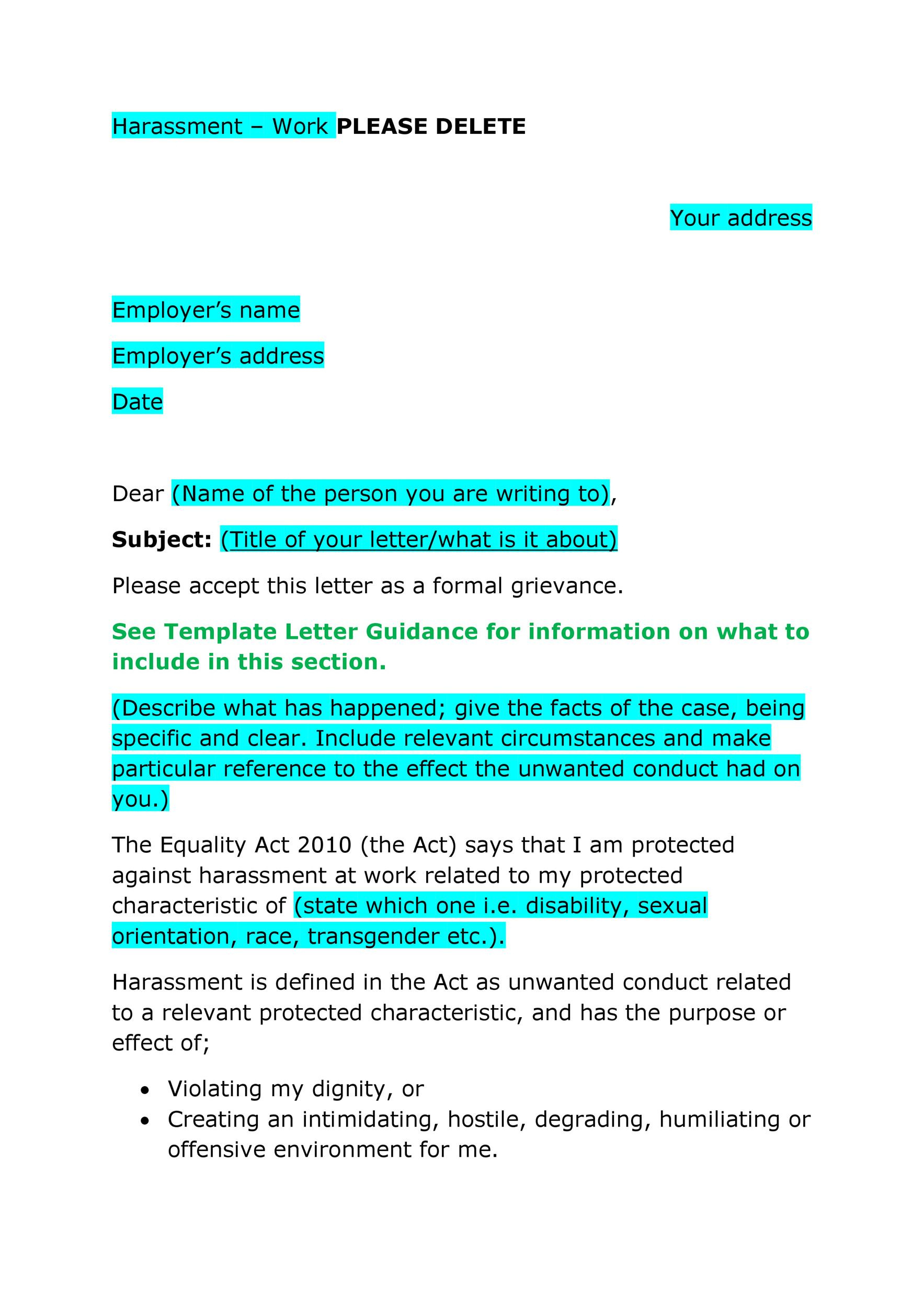 37 Editable Grievance Letters (Tips & Free Samples) ᐅ Templatelab in Formal Grievance Letter Template Free