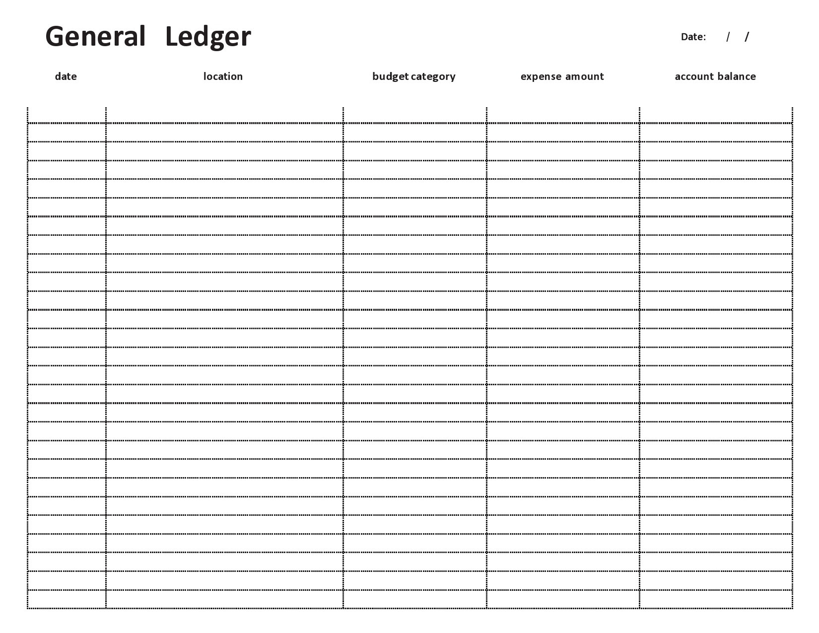 37 Perfect General Ledger Templates [Excel, Word] ᐅ Templatelab in Free Printable Ledger Sheets