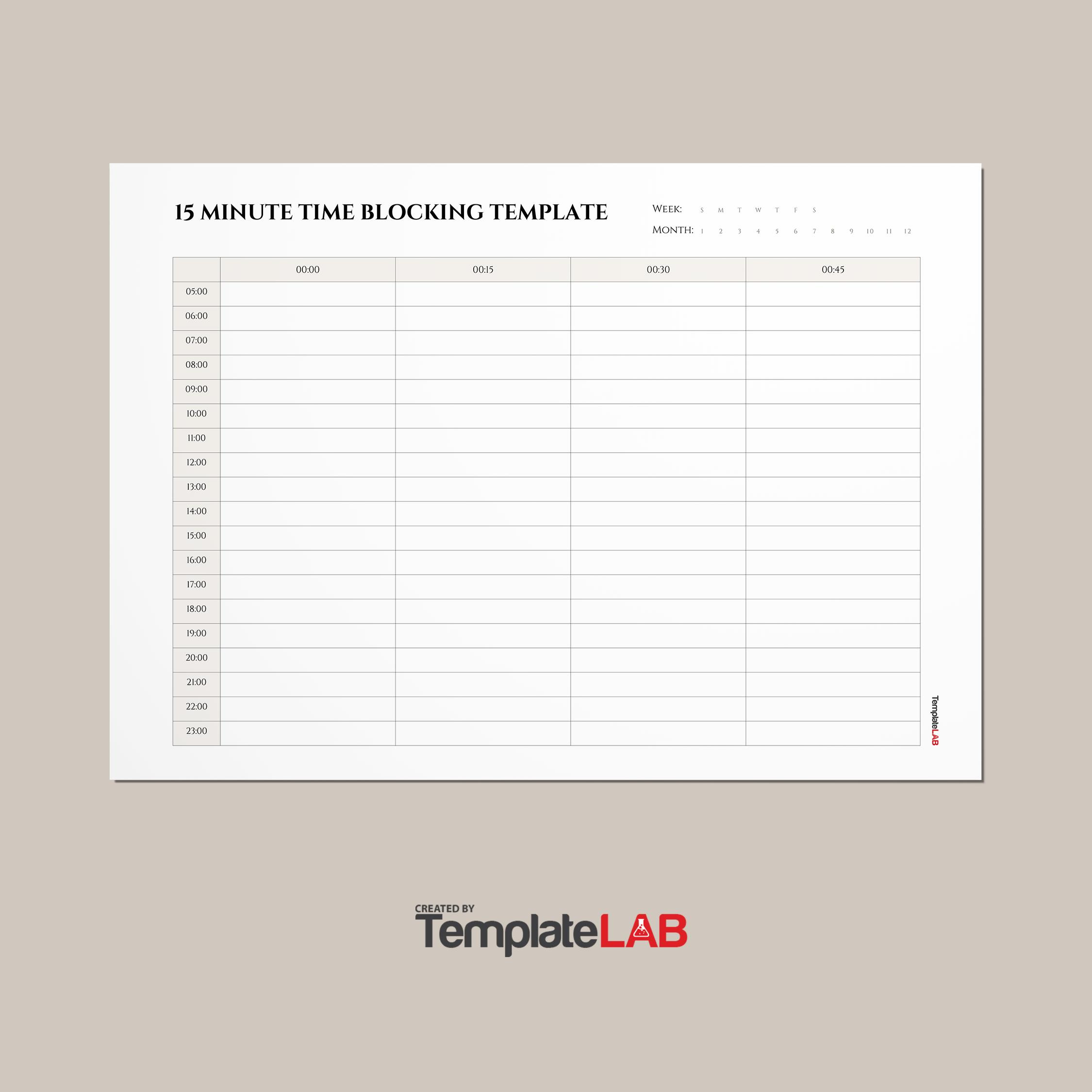 37 Printable Time Blocking Templates [Weekly, Daily, Monthly] with Free Printable Weekly Planner 15 Minute Intervals