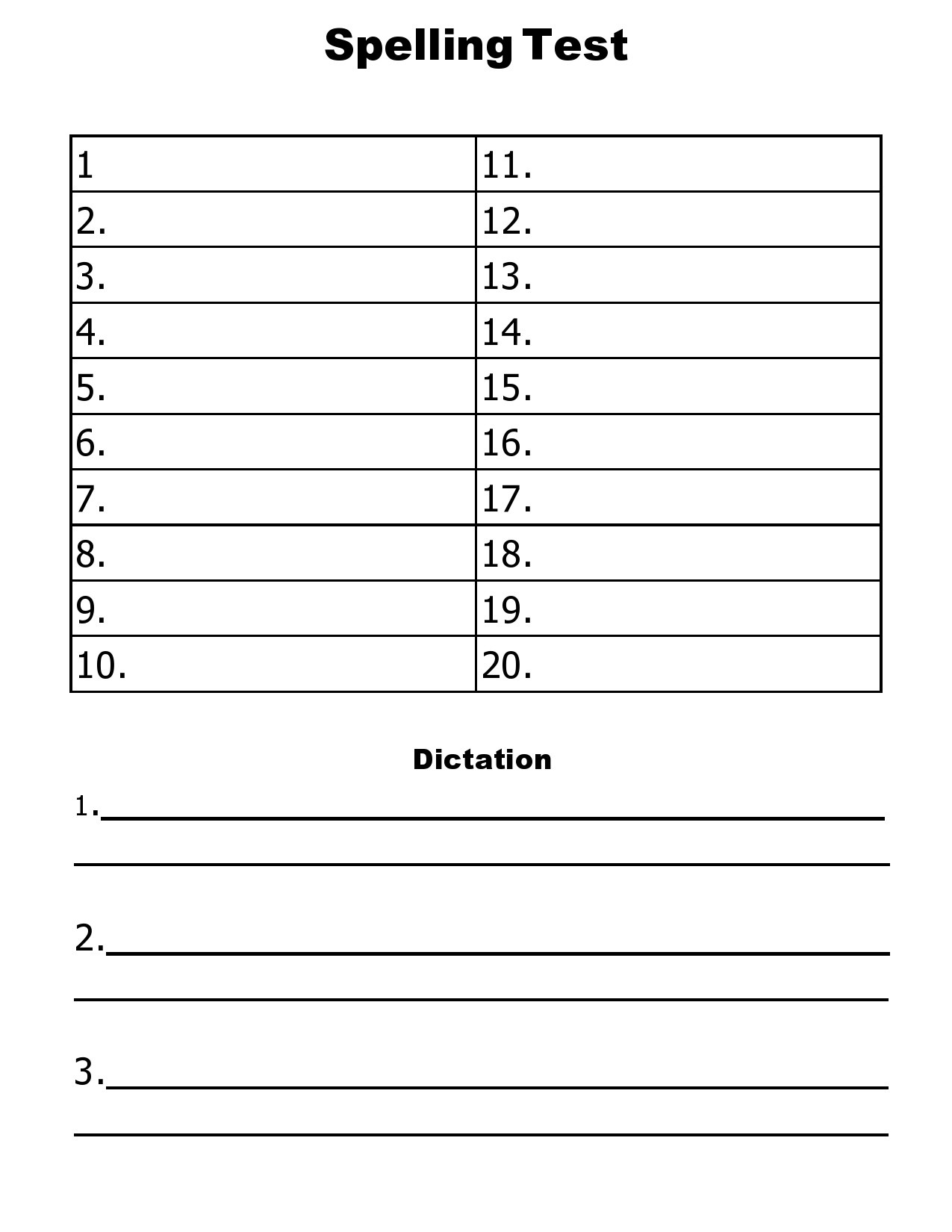 38 Printable Spelling Test Templates [Word &amp;amp; Pdf] ᐅ Templatelab inside Dictation Templates Free