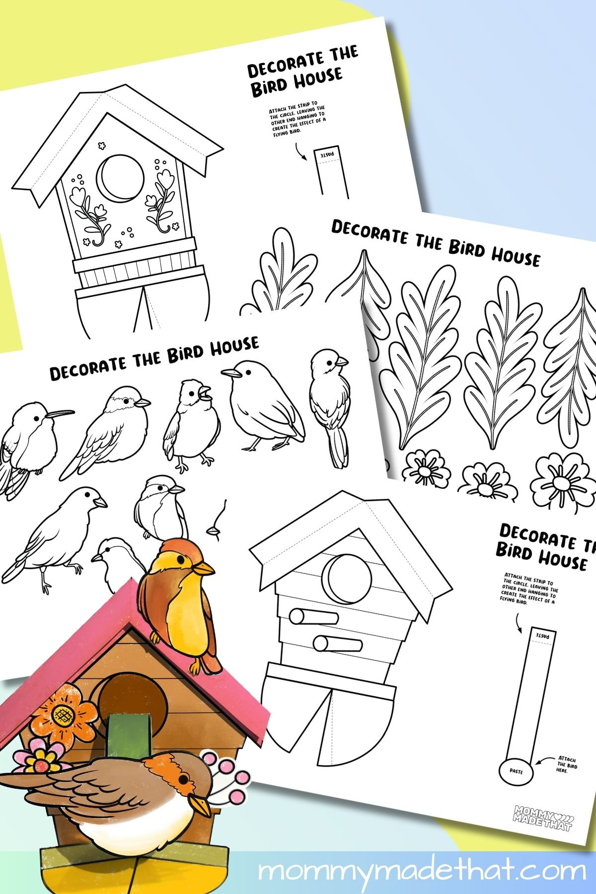 3D Bird House Craft (Free Printable Template) with regard to Free Printable 3D Bird Template