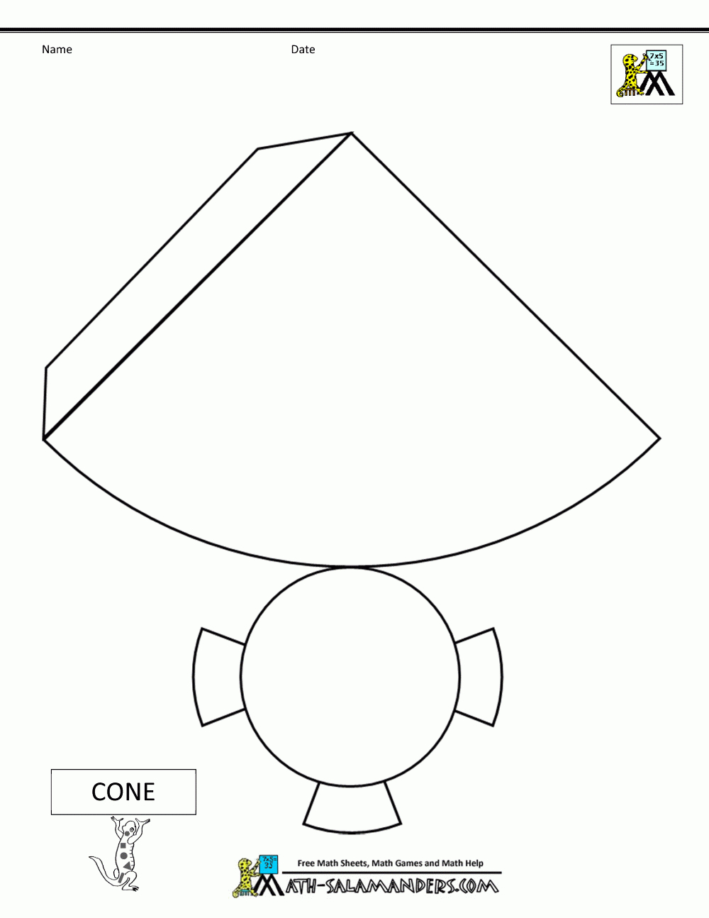 3D Cone Template Lessons, Worksheets And Activities regarding Free Cone Template
