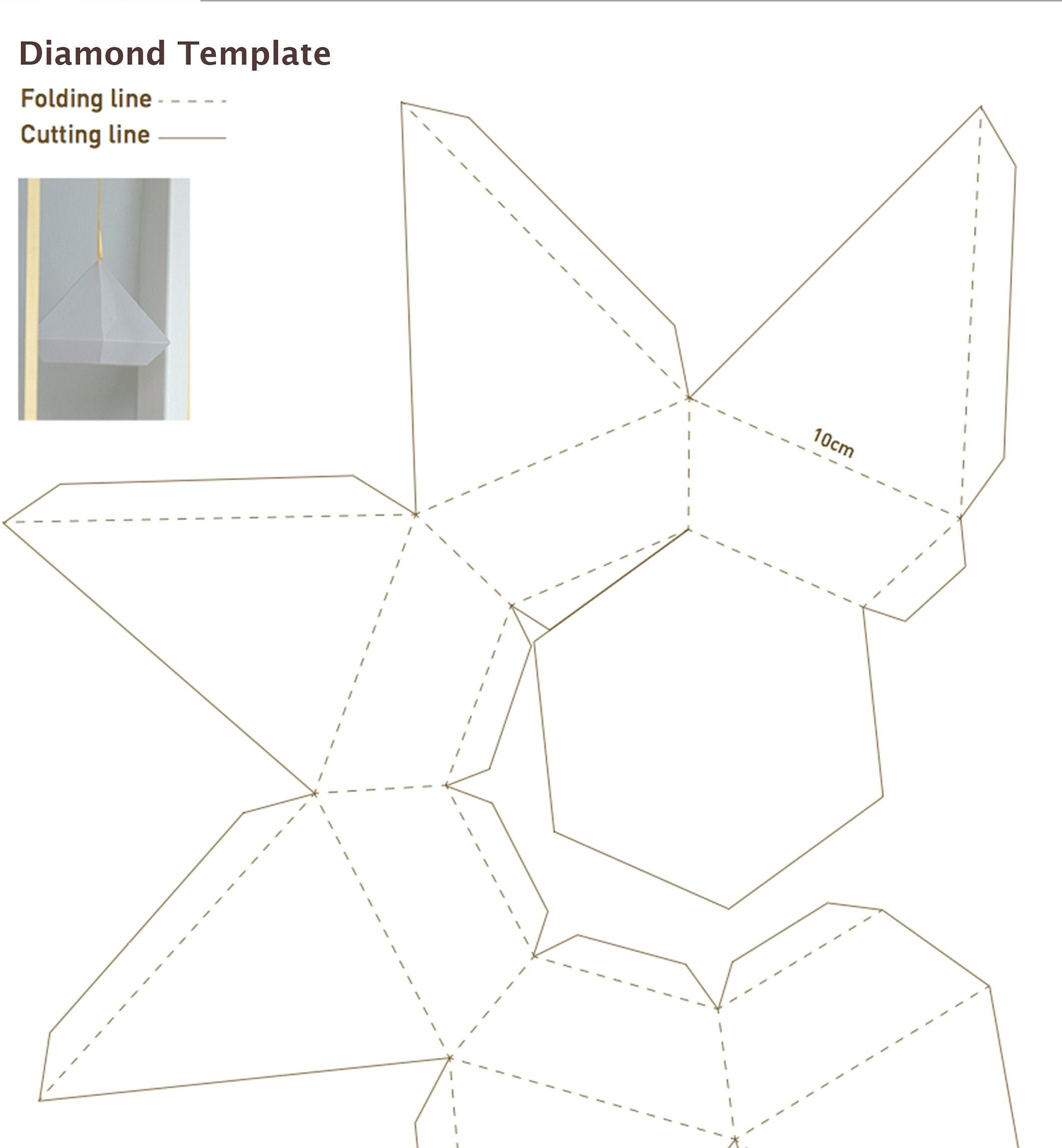 3D Diamond Template Print Colour In Classic Diamond Ornament Shape White A4 Card Print Cut Out Diy Accessories Hanging Diamond Jpg Download pertaining to Diamond Foldable Stencil Printable