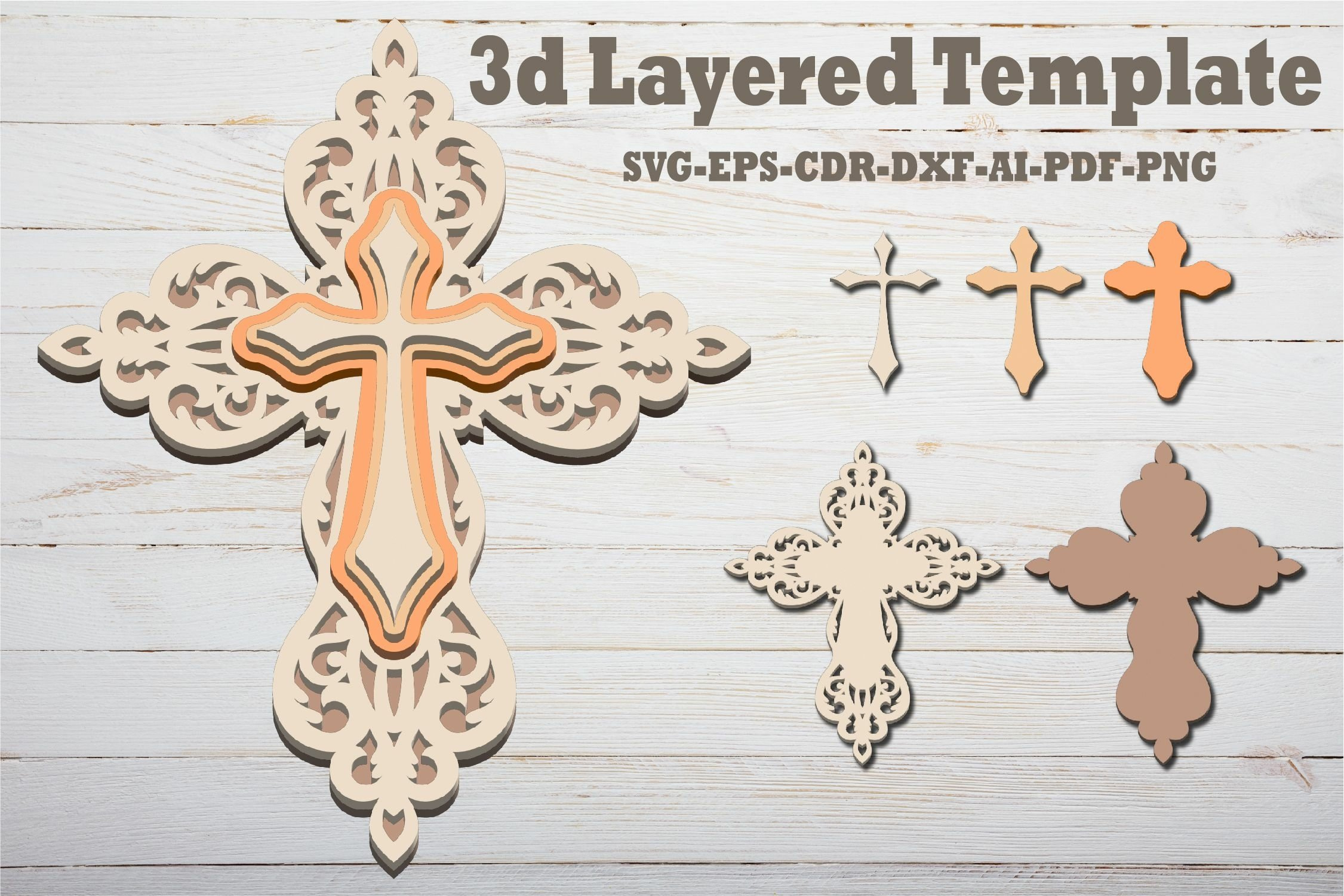 3D Layered Christian Cross Svg Eps Template For Laser, Paper with regard to Free Printable Wooden Cross Patterns