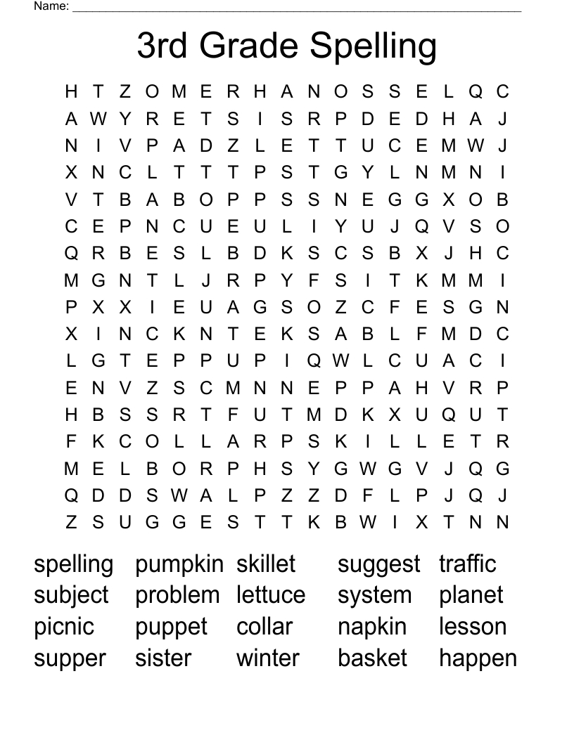 3Rd Grade Spelling Word Search - Wordmint in Free Printable Word Searches For Third Graders