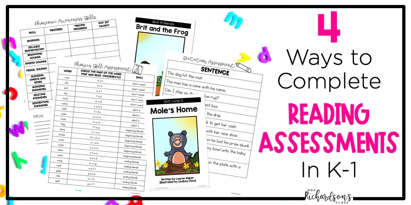 4 Reading Assessments For Kindergarten And First Grade for Free Printable Reading Assessments For Elementary