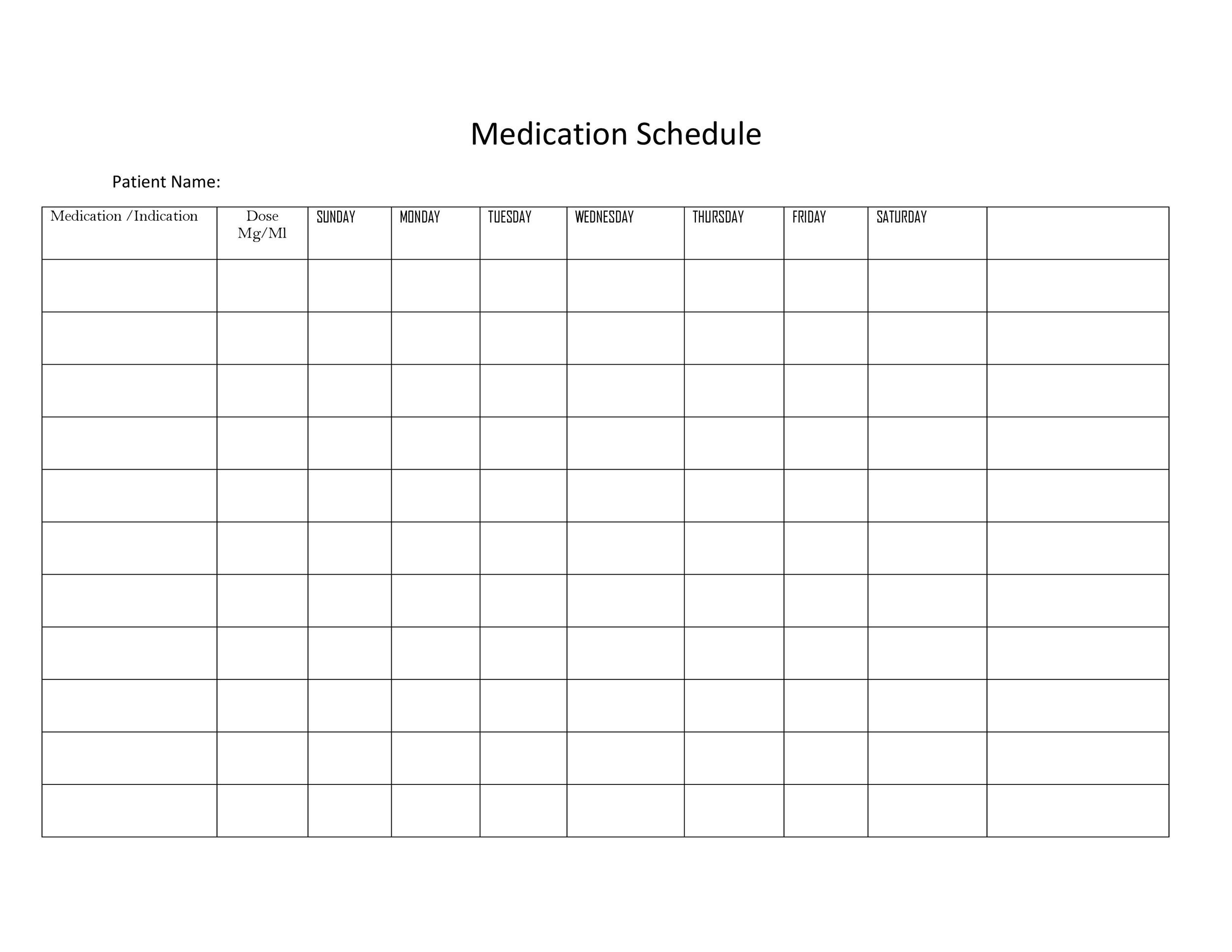 40 Great Medication Schedule Templates (+Medication Calendars) pertaining to Free Medication Schedule Template