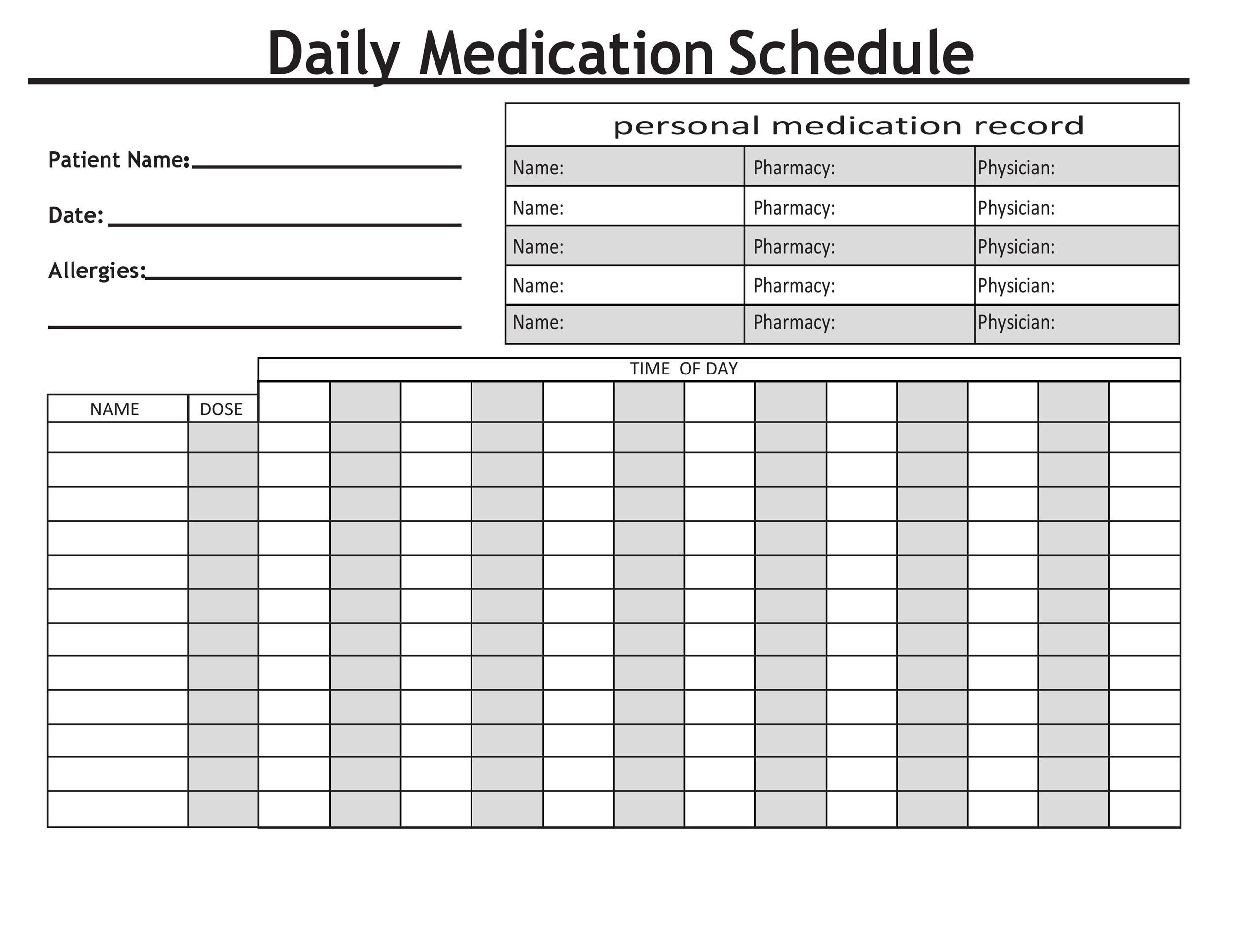 40 Great Medication Schedule Templates (+Medication Calendars) with Free Medication Schedule Template