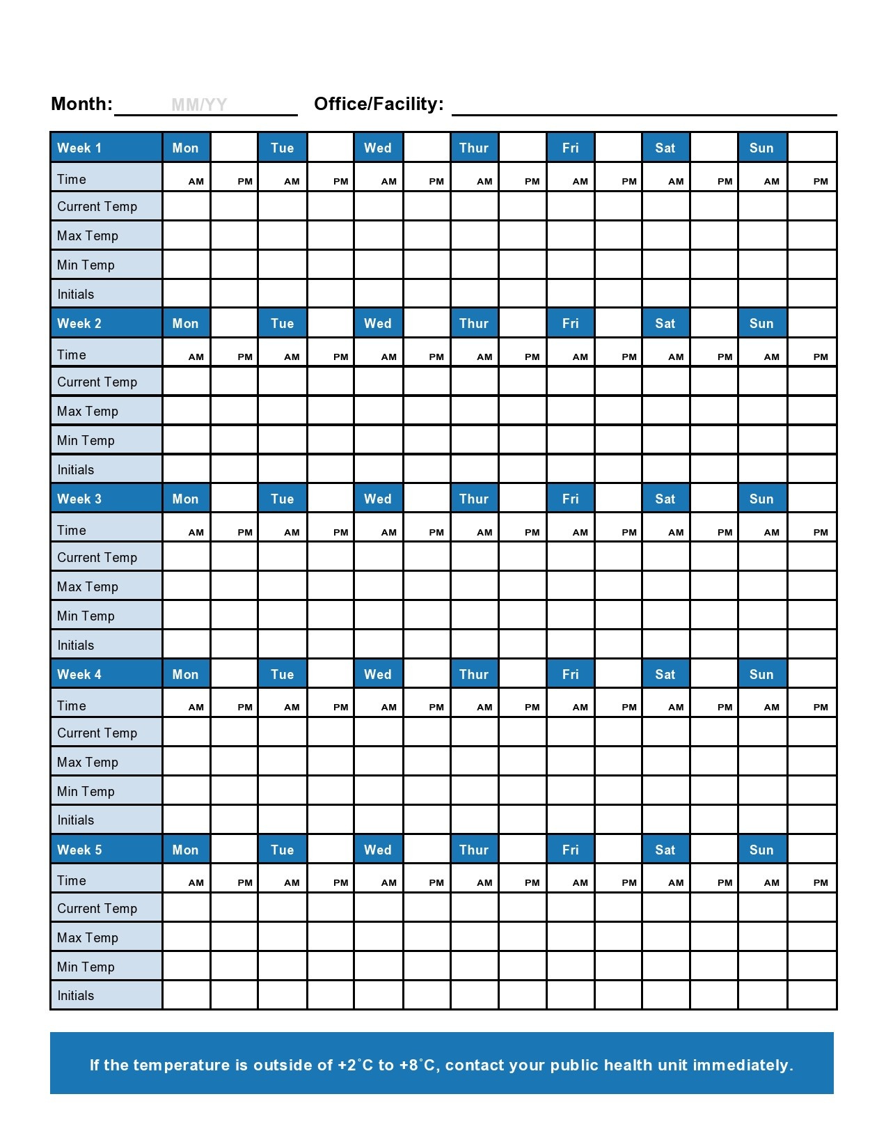 40 Printable Temperature Log Sheets (Word, Excel, Pdf) in Free Temperature Log Template