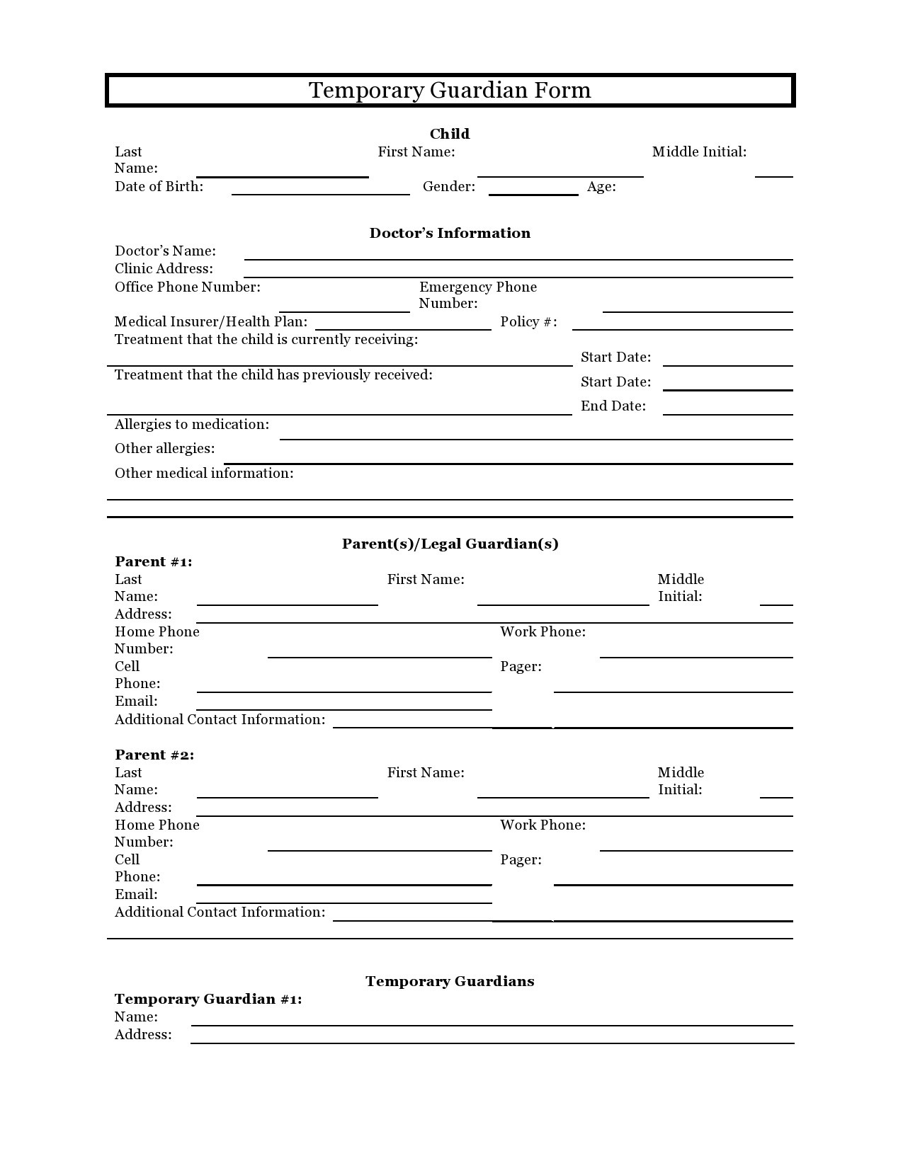 40 Printable Temporary Guardianship Forms [All States] with regard to Free Temporary Guardianship Template