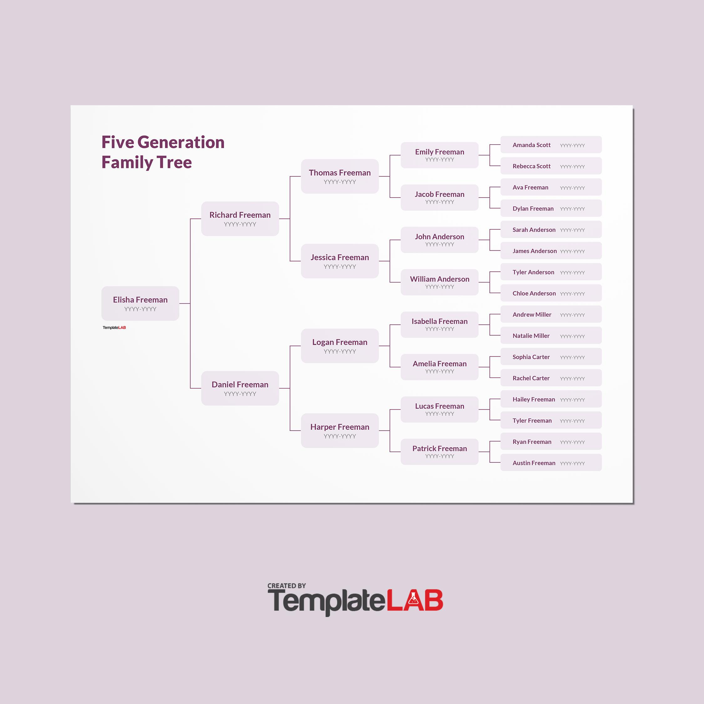 41 Free Family Tree Templates (Word, Excel, Pdf, Powerpoint) within Free Printable 5 Generation Family Tree