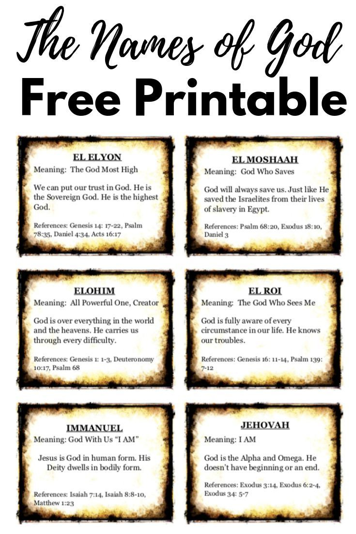 47 Names Of God Plus! Free Printable throughout Free Printable Names of God