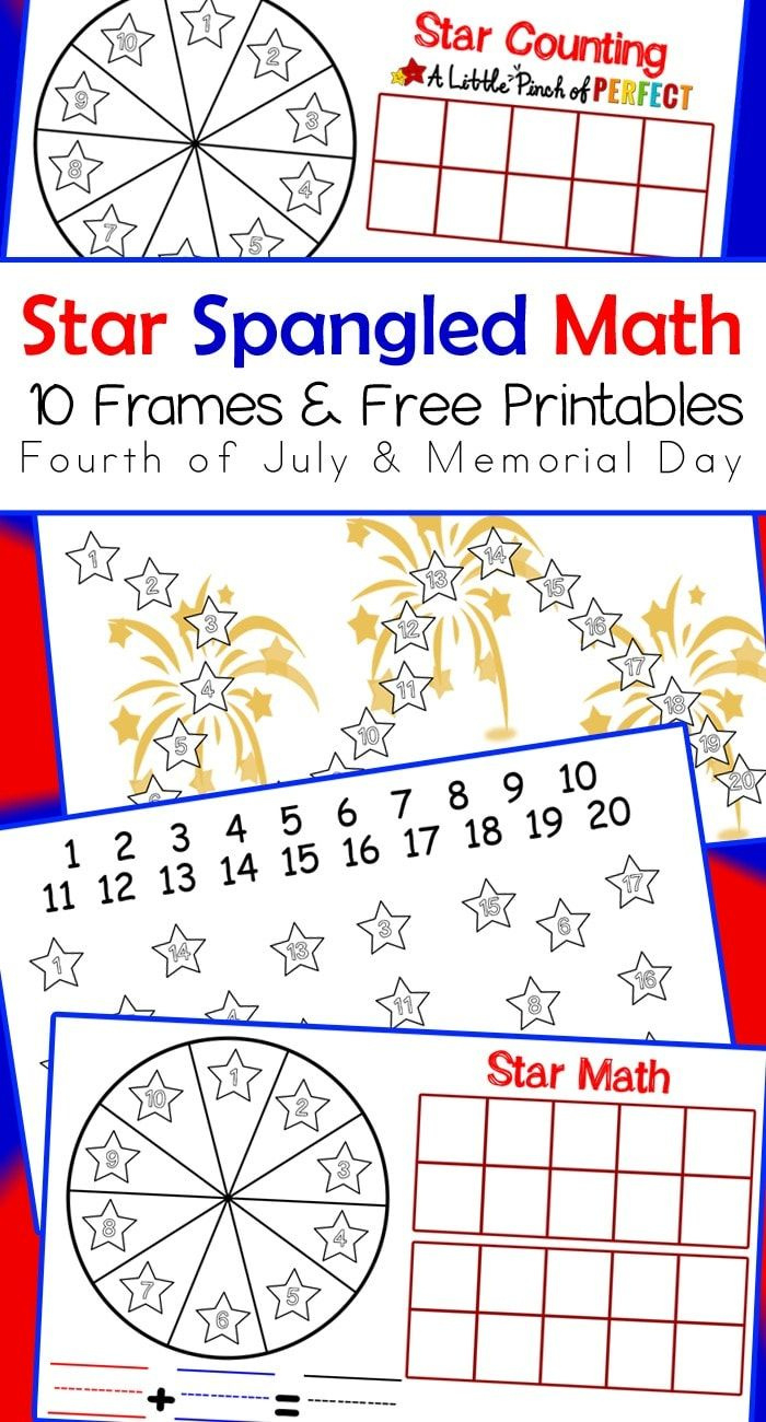4Th Of July 10 Frame Math Activities: Free Printable - A Little inside Free Printable 4th of July Math Worksheets