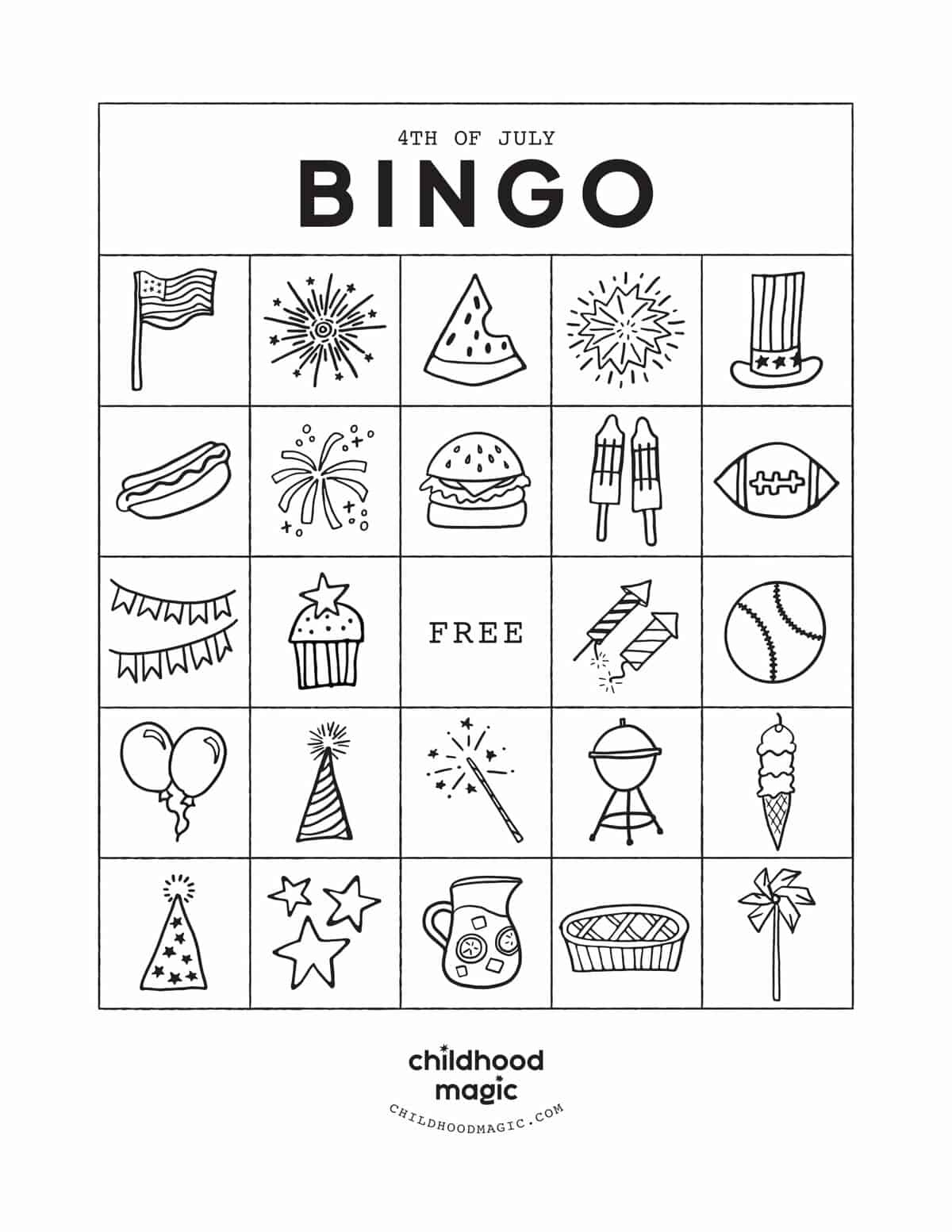 4Th Of July Bingo - Childhood Magic throughout 4th of July Bingo Cards Printable Free