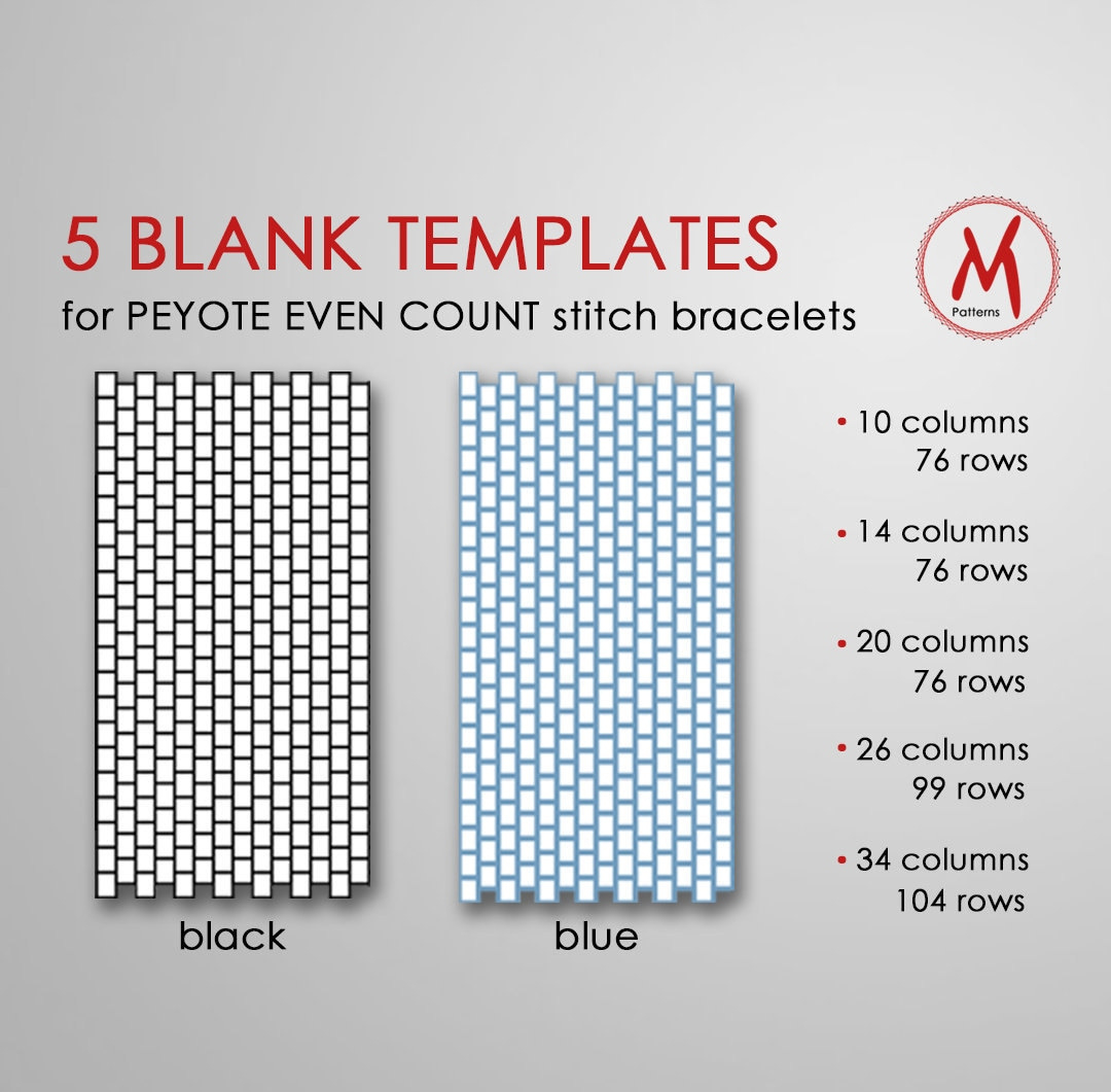 5 Blank Templates For Creating Peyote Even Count Stitch Bracelet with regard to Printable Peyote Stitch Patterns
