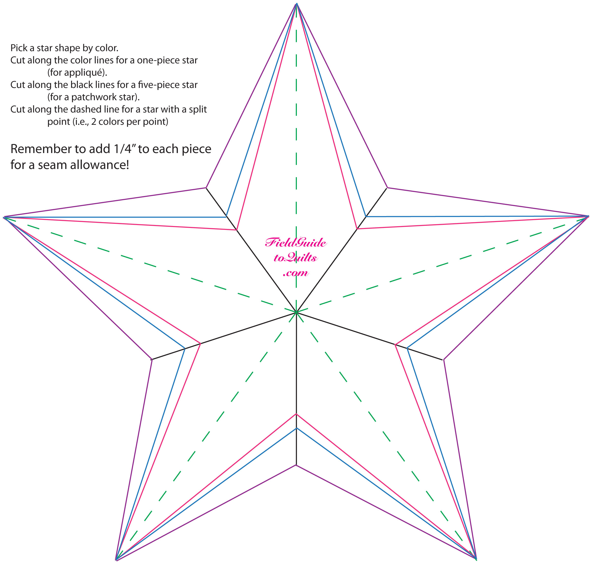 5-Point Stars inside Printable 5 Point Star Quilt Pattern