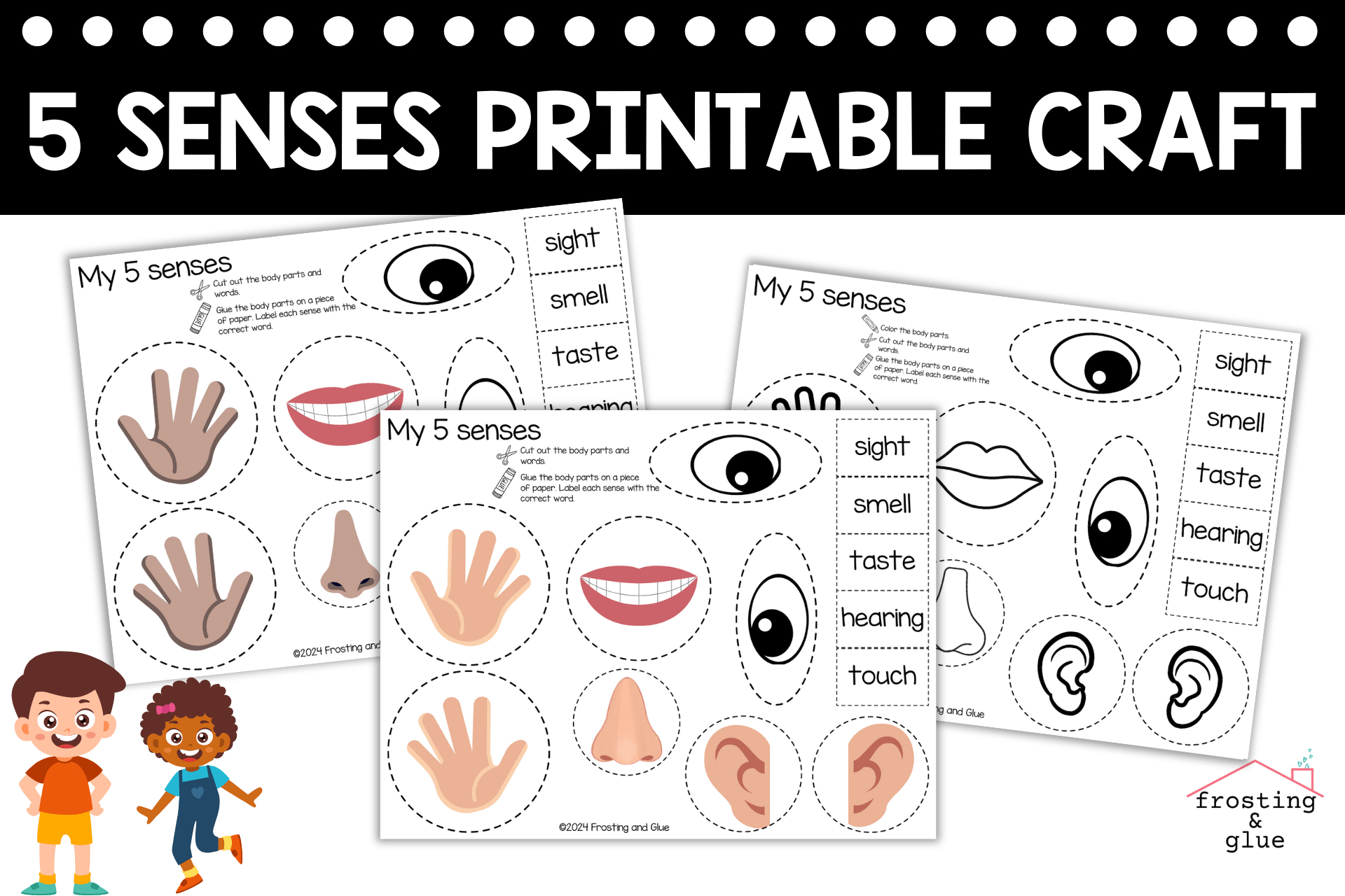 5 Senses Printable Craft For Kids - Frosting And Glue- Easy Crafts for 5 Senses Free Printables