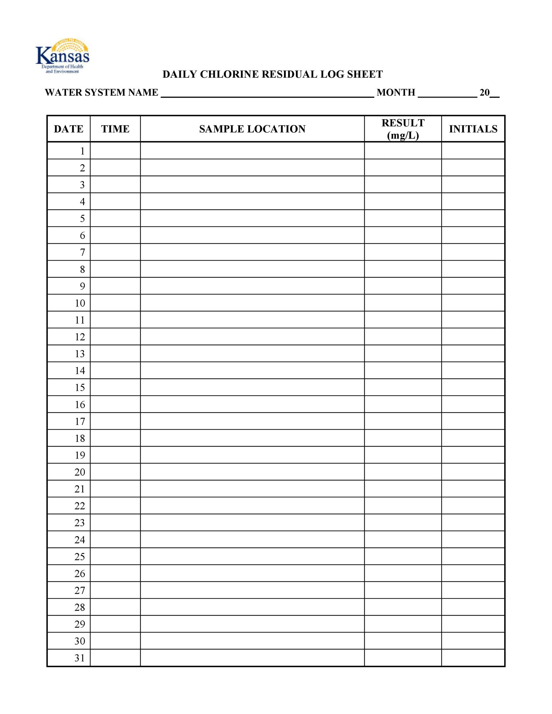 50 Printable Log Sheet Templates [Direct Download] ᐅ Templatelab with Log Book Template Free Download