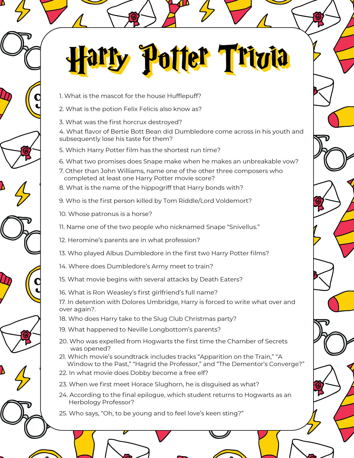 51 Harry Potter Trivia Questions (Free Printable Quiz) - Play pertaining to Harry Potter House Quiz Printable Free