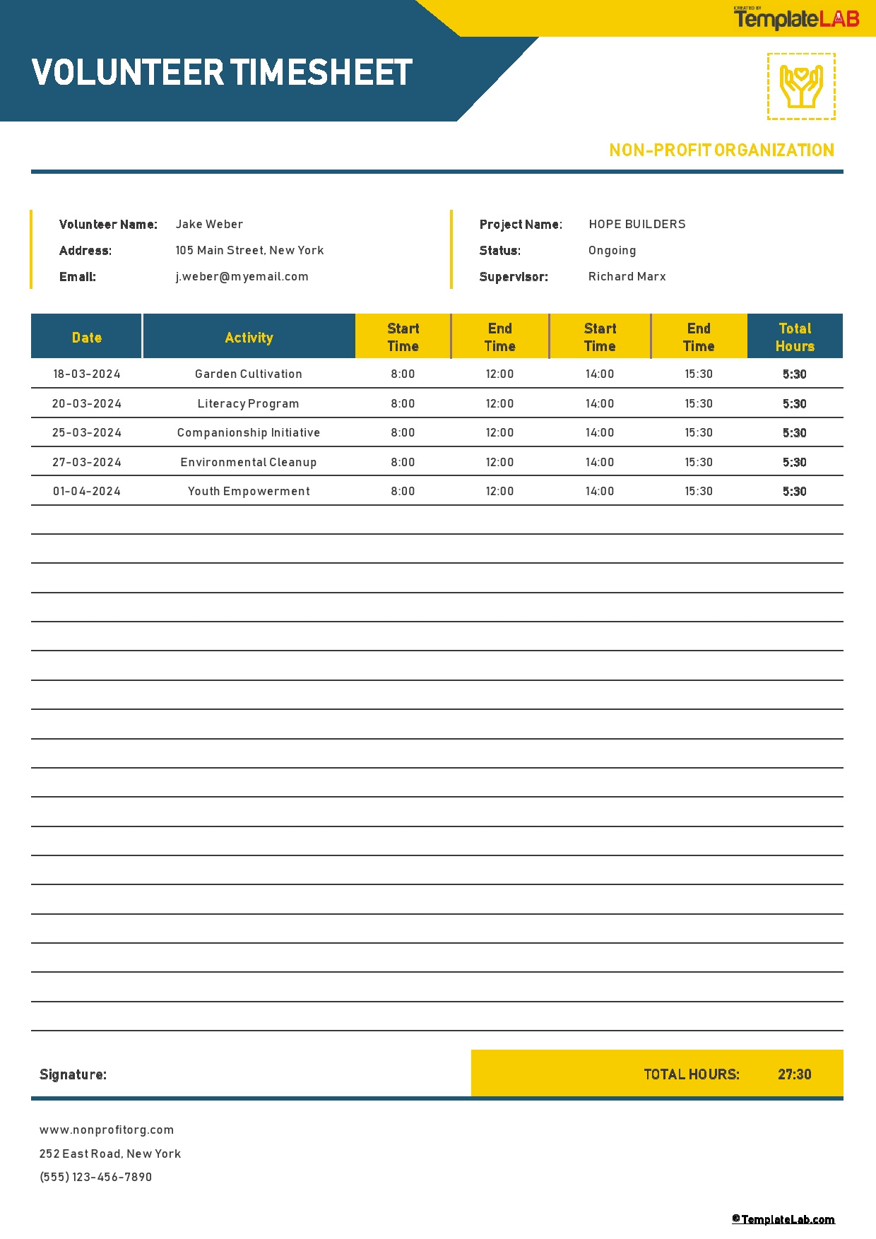 56 Blank Volunteer Hours Log Templates (Excel &amp;amp; Word) pertaining to Free Volunteer Hours Tracking Template