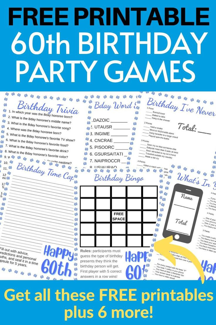 60Th Birthday Party Games - Free Printables with 60Th Birthday Games Free Printable