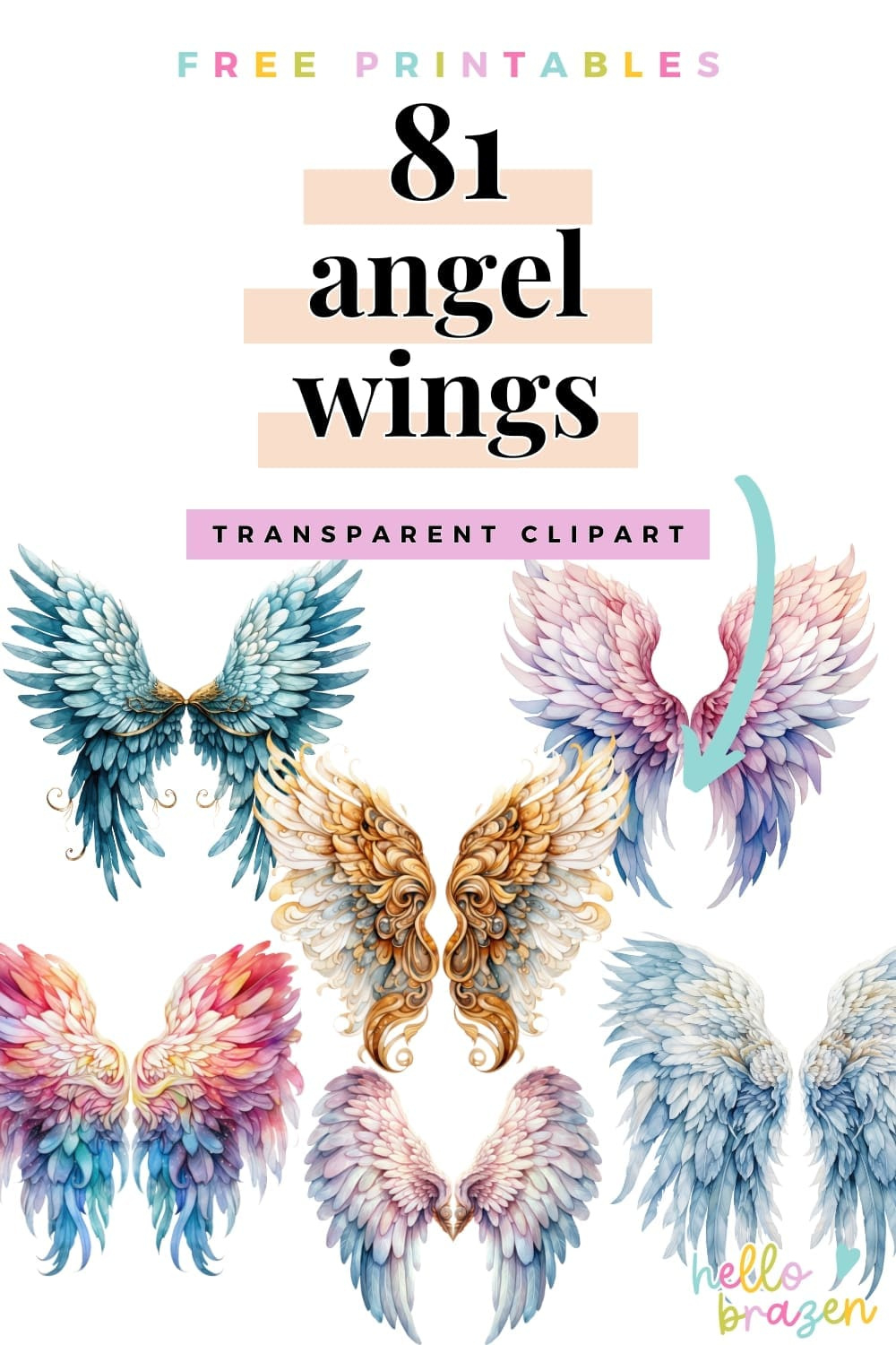 81 Angel Wings Clipart Images - Free Download - Hello Brazen with Angel Wings Printables Free