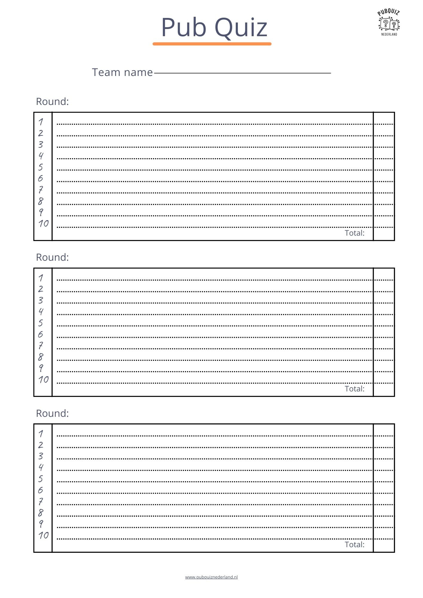 8X Free Pub Quiz Answer Sheet: Download As Pdf for Free Printable Quiz Answer Sheets