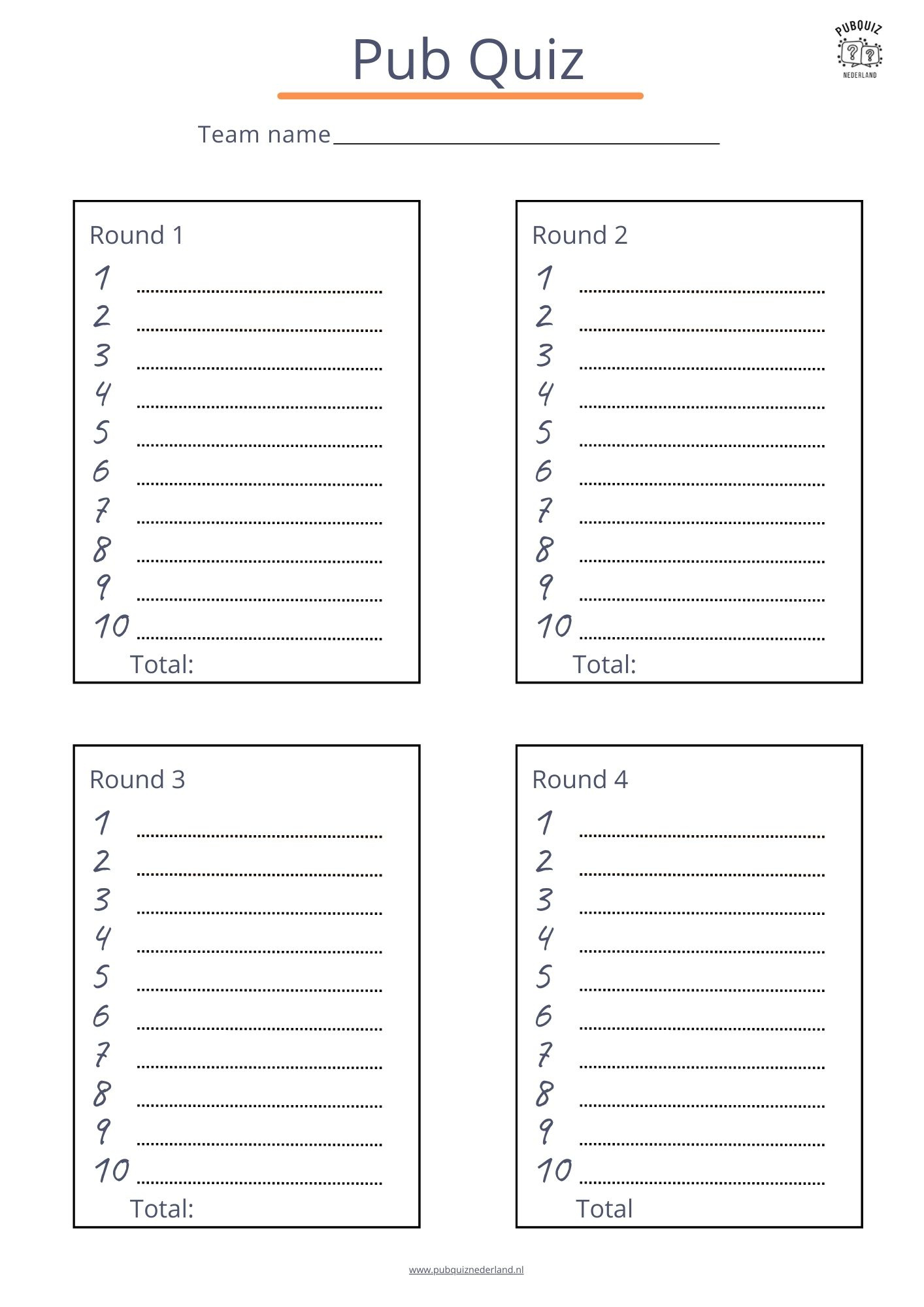 8X Free Pub Quiz Answer Sheet: Download As Pdf intended for Free Printable Quiz Answer Sheets