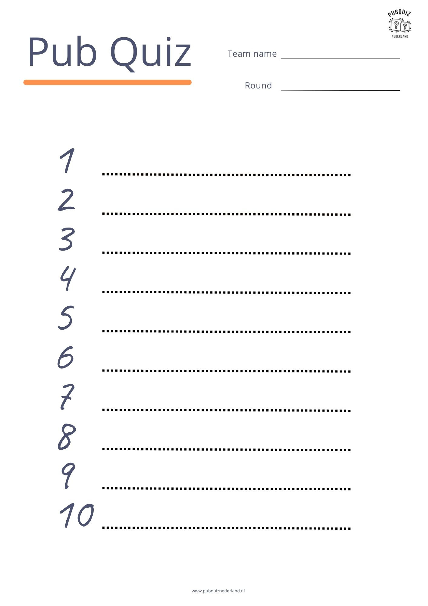8X Free Pub Quiz Answer Sheet: Download As Pdf within Free Printable Quiz Answer Sheets