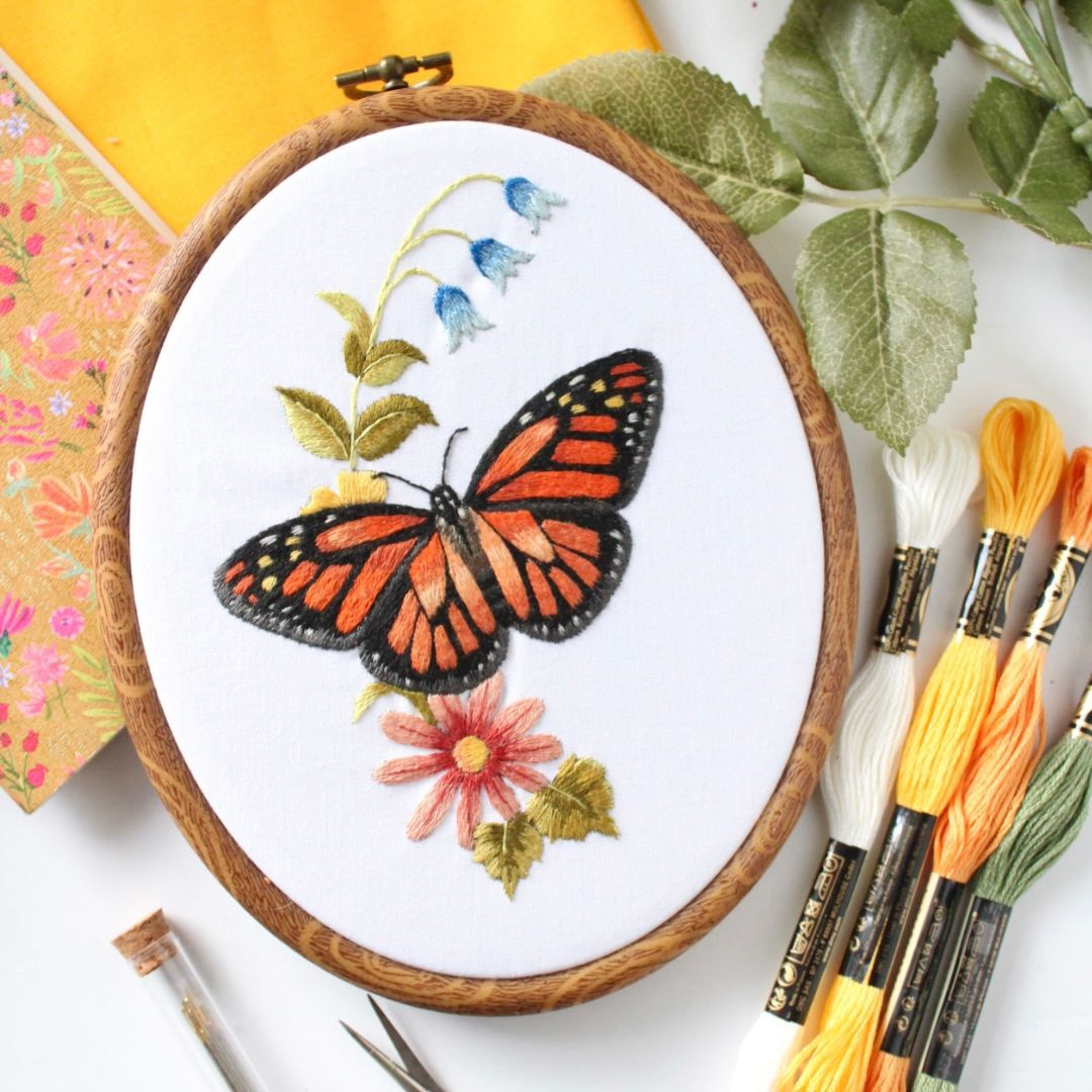 9 Beautiful Butterfly Embroidery Patterns (+ 2 Free Designs!) - throughout Free Printable Butterfly Embroidery Patterns