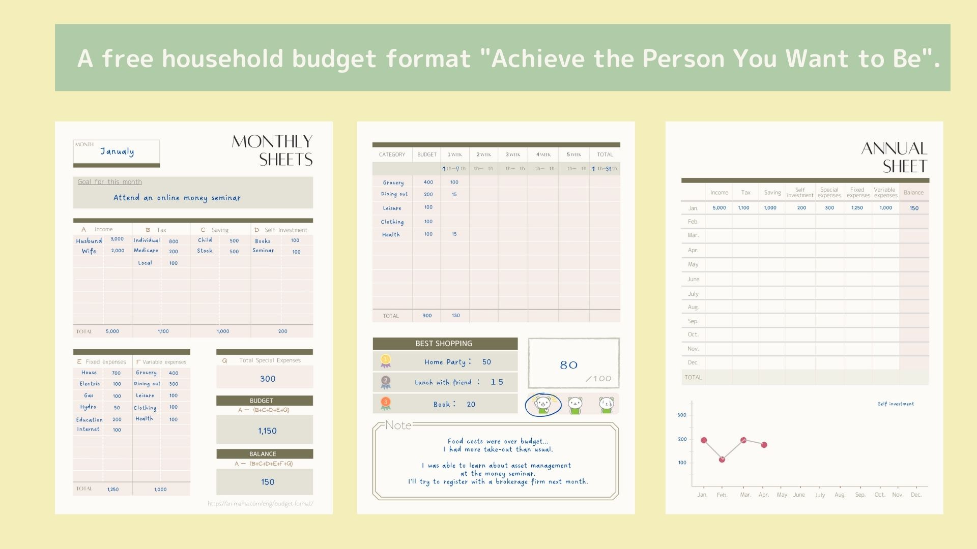 A Free Kakeibo Format &amp;quot;Achieve The Person You Want To Be throughout Kakeibo Free Printable