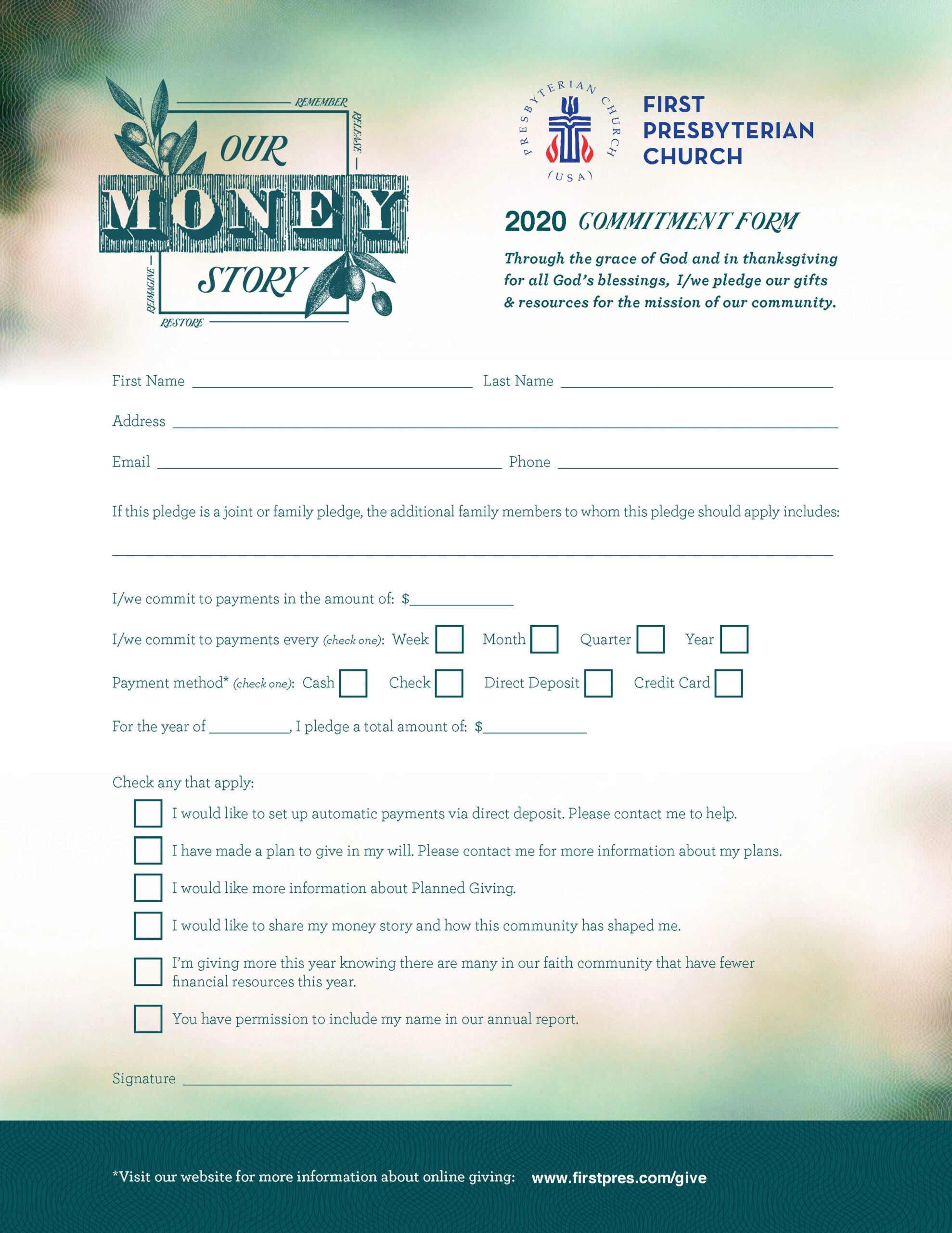A Free Pledge Card For Stewardship — A Sanctified Art for Free Church Pledge Card Template