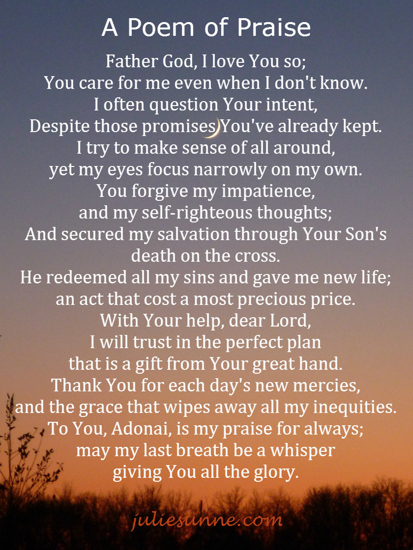 A Poem Of Praise (Printable) #Shortburstsofencouragement | Julie Sunne in Free Printable Religious Poems