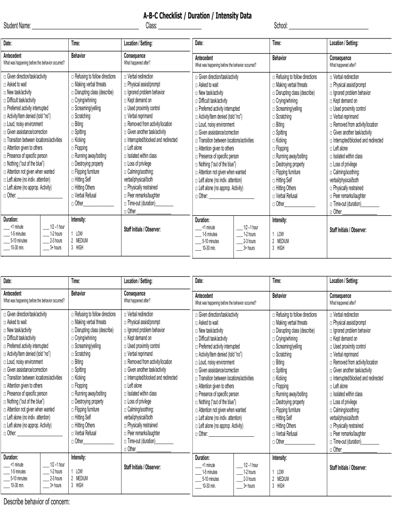 Abc Data Sheet Checklist: Fill Out &amp;amp; Sign Online | Dochub pertaining to Free Printable ABC Data Sheet