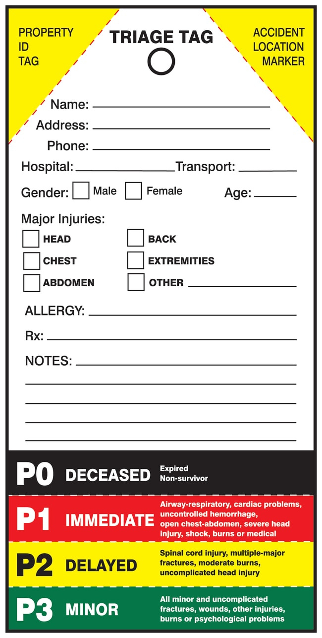 Accuform Signs Triage Tags with Free Printable Triage Tags